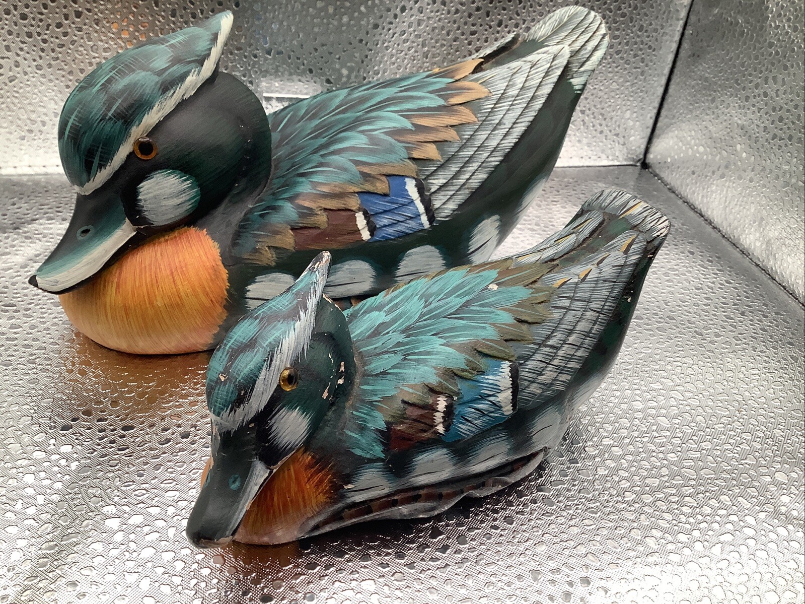 Vintage Solid Wood Carved Painted Drake Duck Decoy Made In The Republic Of China