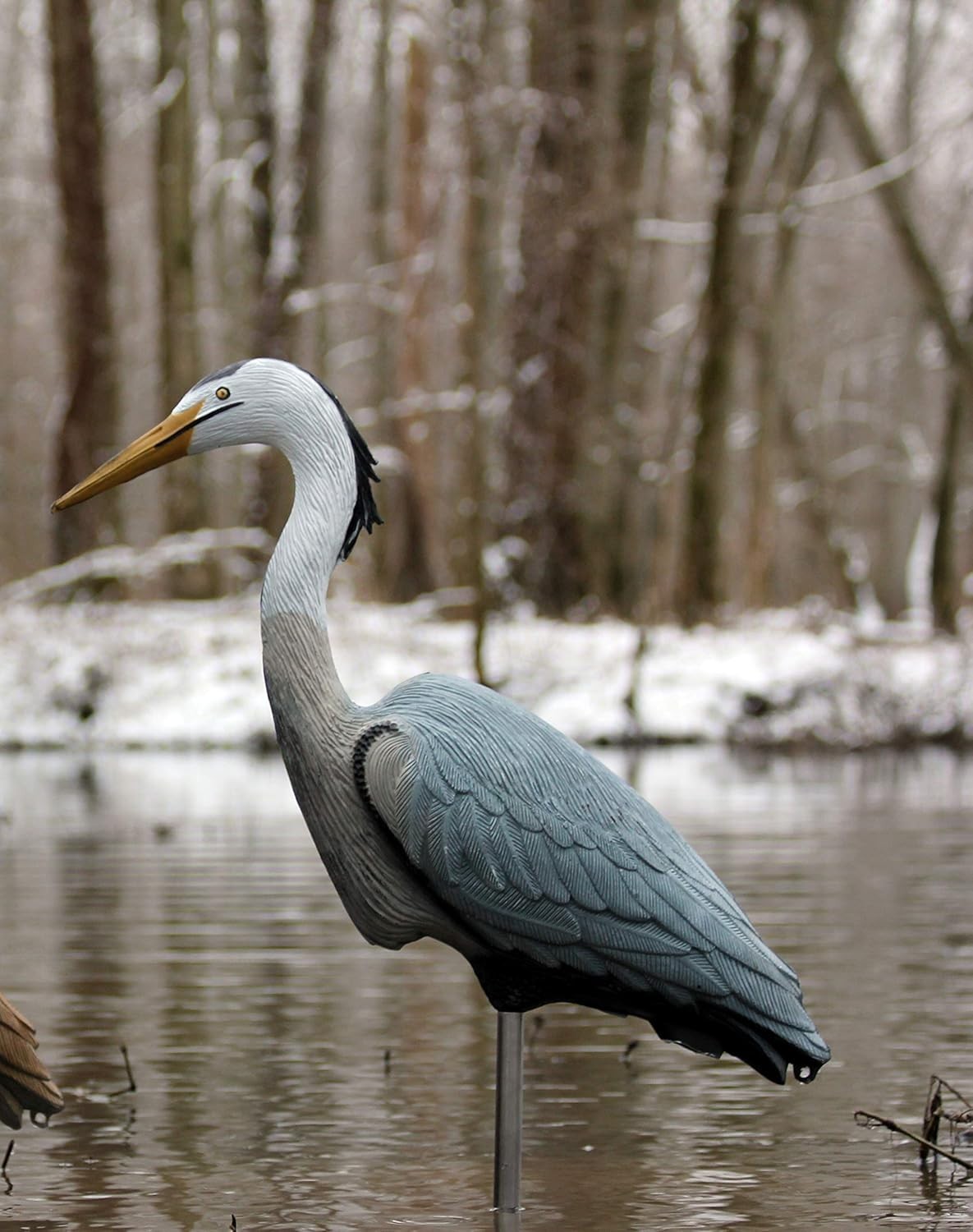 Realistic Blue Heron Decoy with Metal Stake