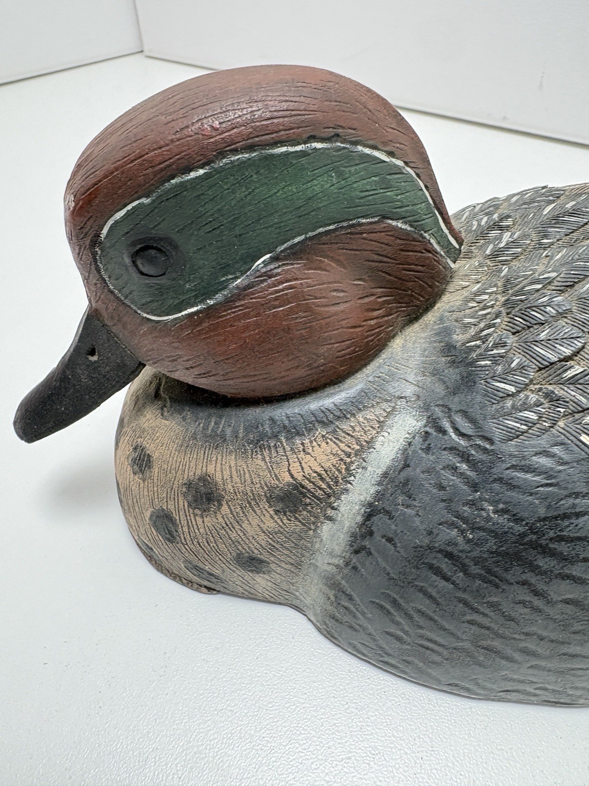 Vintage 10″ Green Winged Teal Ceramic Duck Decoy