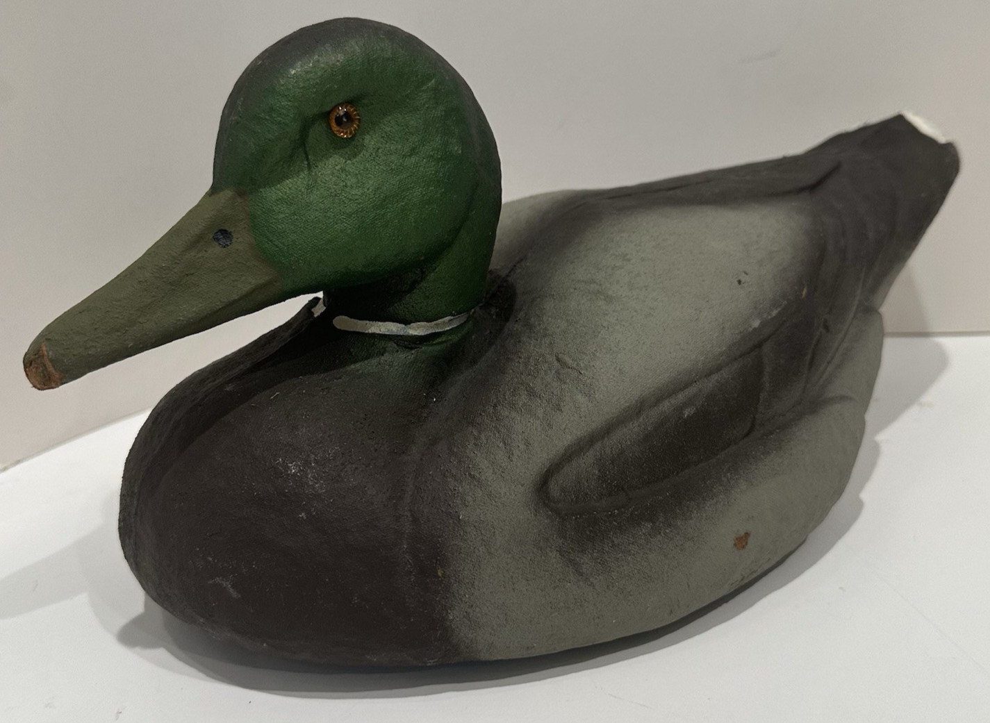 Vtg. Carry-Lite Duck Decoy Mallard Male Paper Mache Hunting Lodge Decor 1939-69