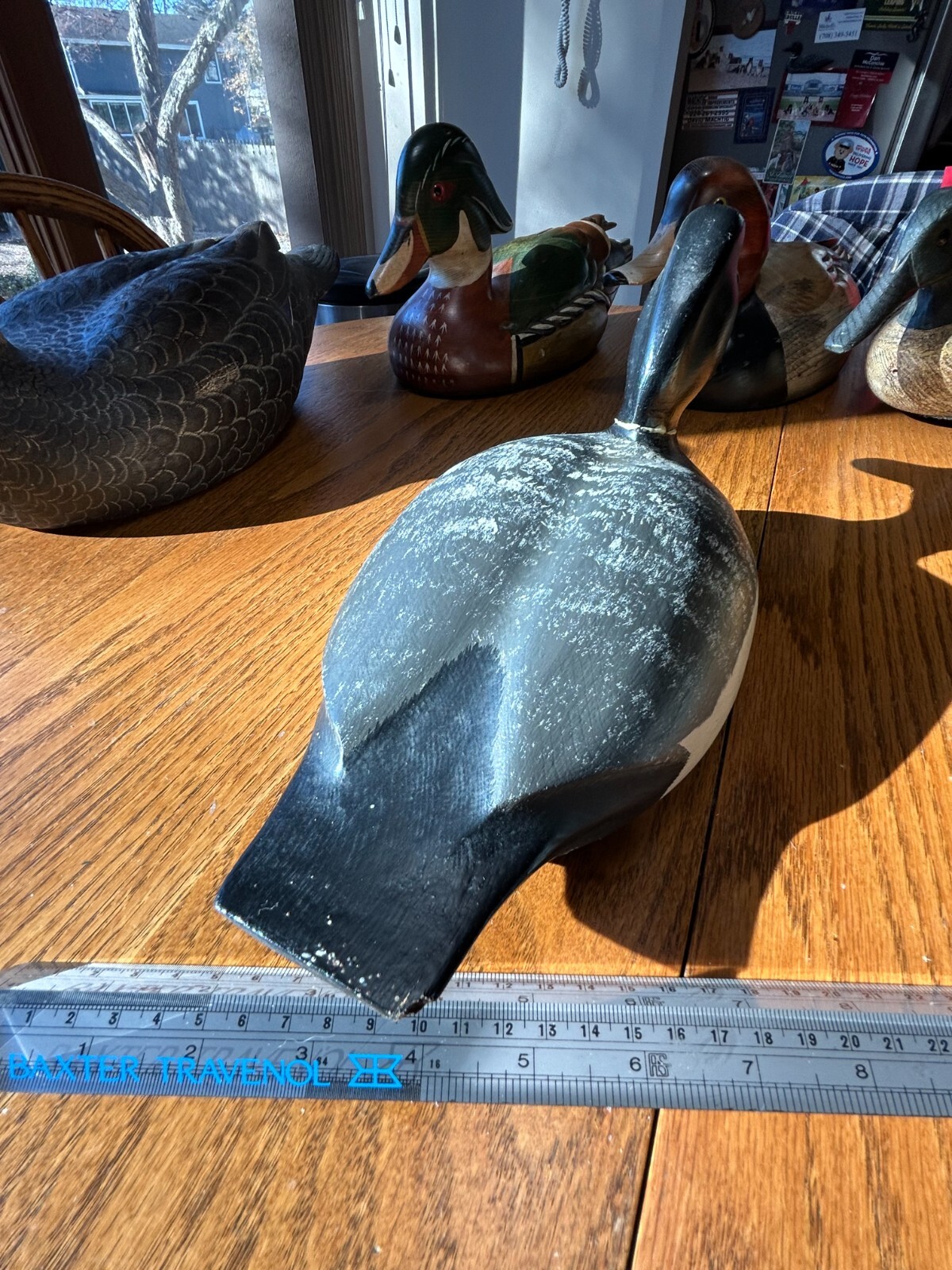 Excellent Condition Jim Wetzel 1977 Wood Wooden Duck Decoy Folk Art Glass Eyes