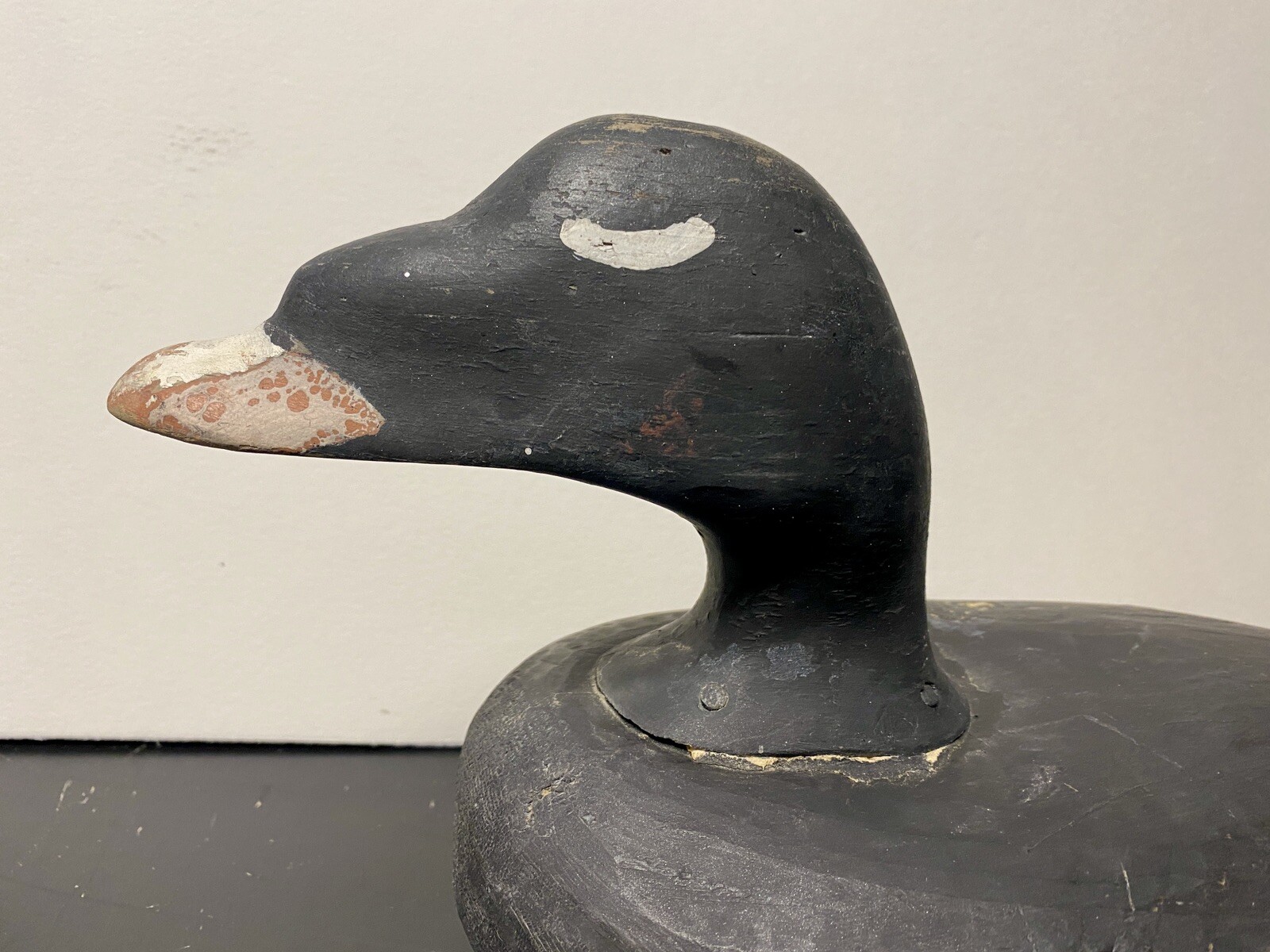 White-winged Scoter Duck Decoy, Vintage, Wood, Nailed in Head Set, Unsigned