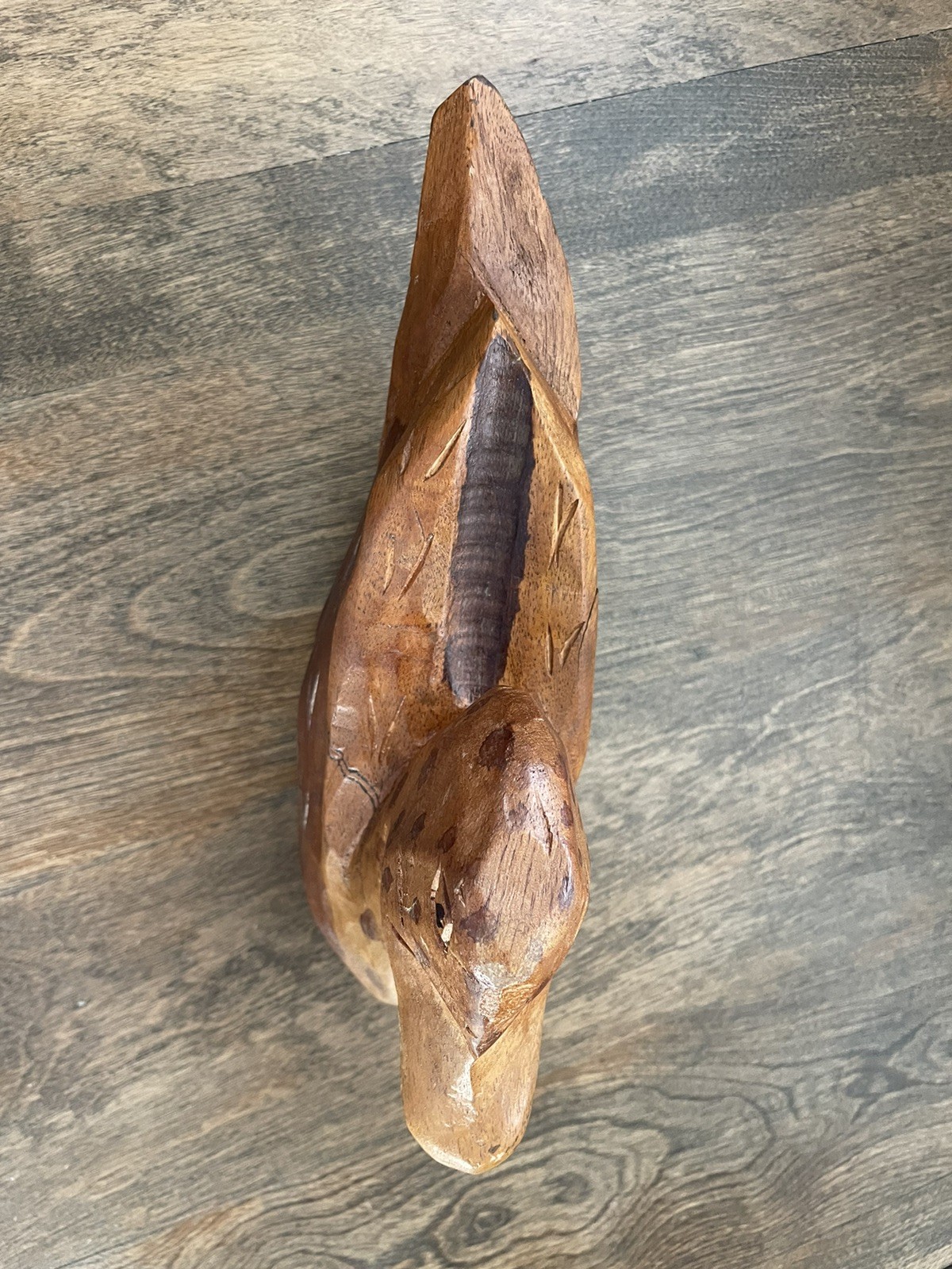 Solid Wood Duck Decoy Handmade & Carved Gorgeous Details 9” Long Wood Duck Decor