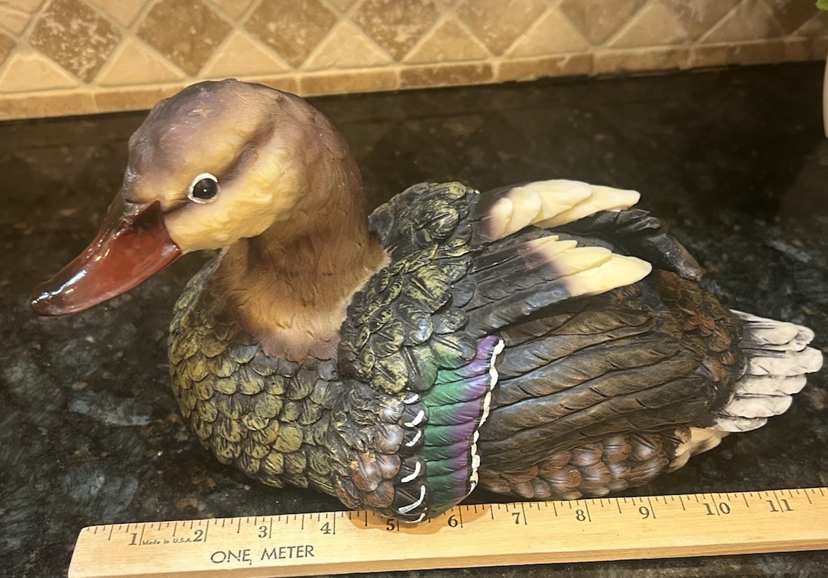 Vintage Resin Mallard Duck Decoy Figurine Decor Accent
