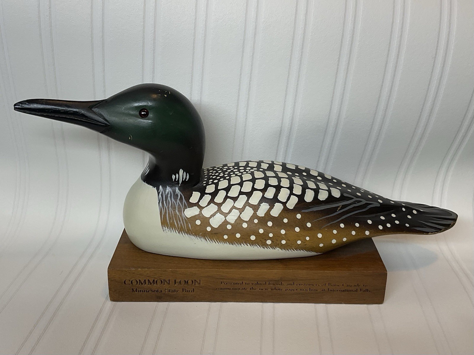 Vintage Nice Wooden Hand Painted Common Loon Duck Minnesota Event Signed!