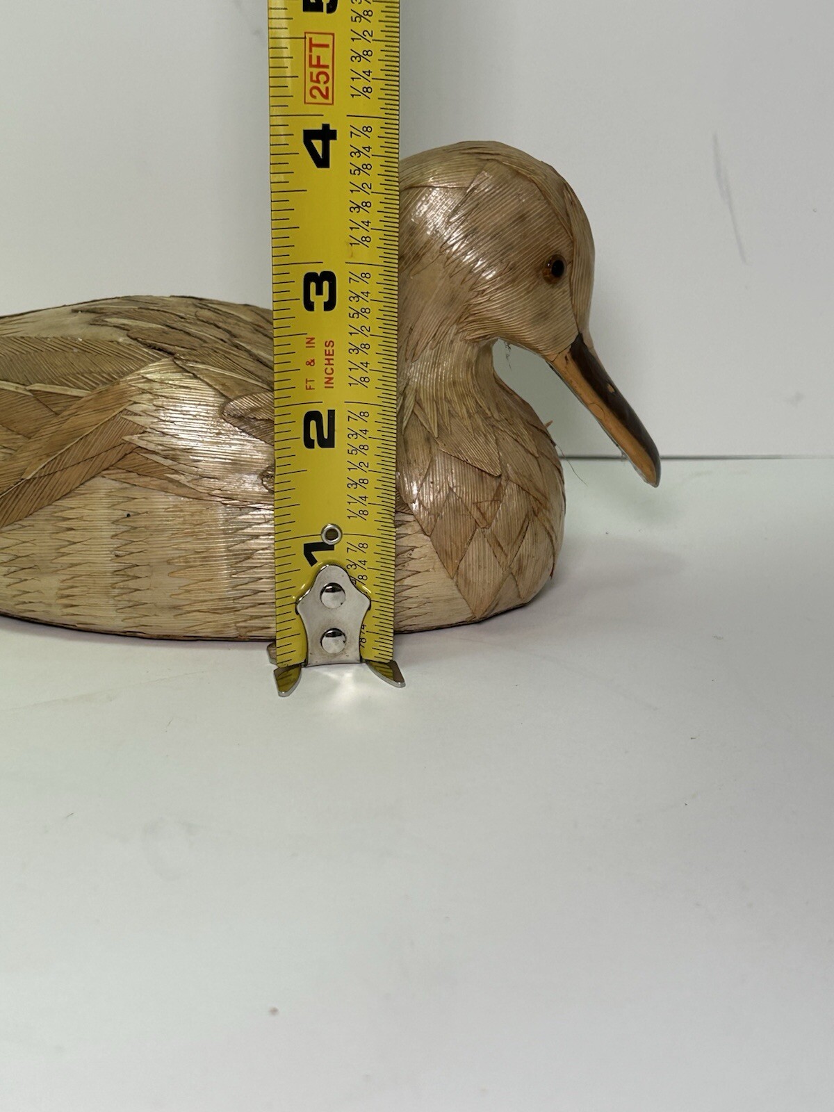 Vintage Hand Made Detailed Hay/straw Type Duck Decoy Sculpture Rare Decor