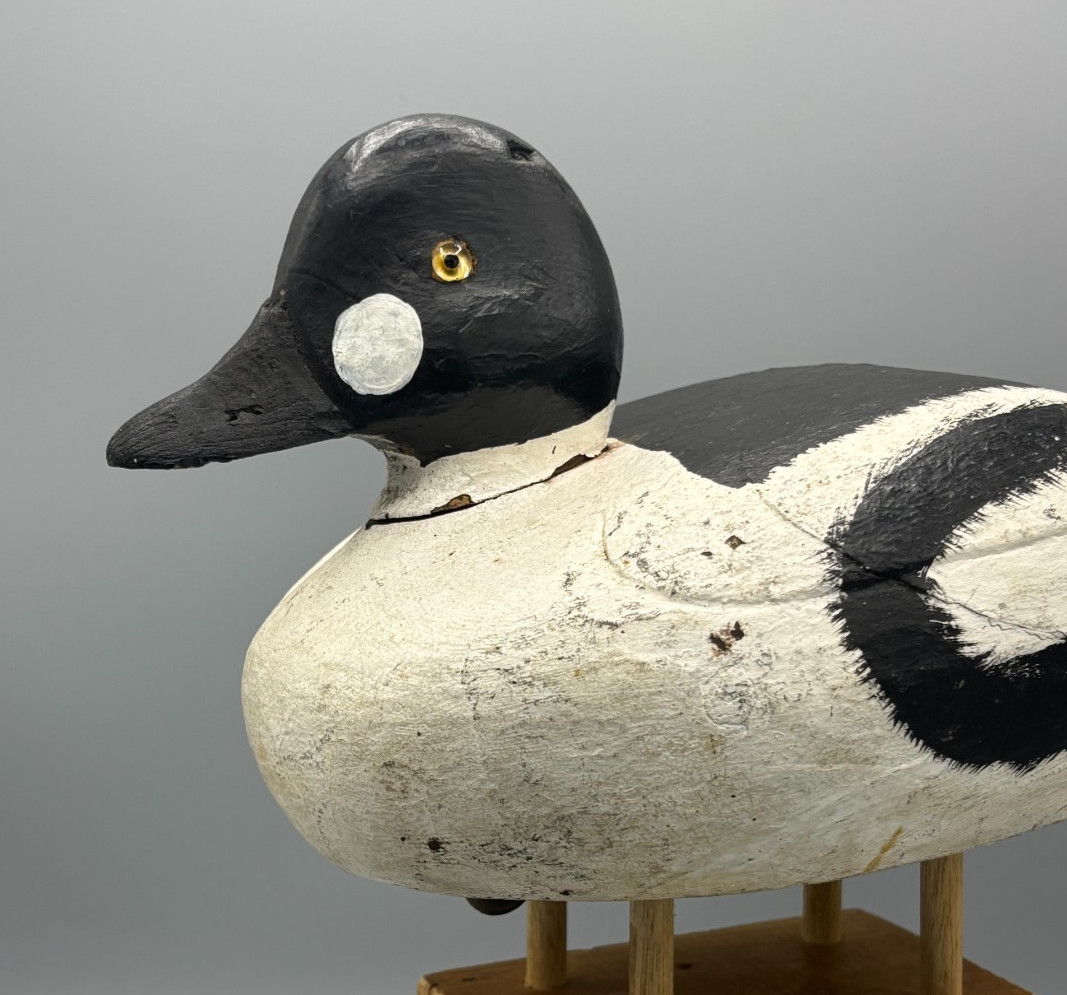 **VERDUN, QUEBEC**GOLDENEYE DRAKE VINTAGE DUCK DECOY *GLASS EYES**RAISED WINGS**