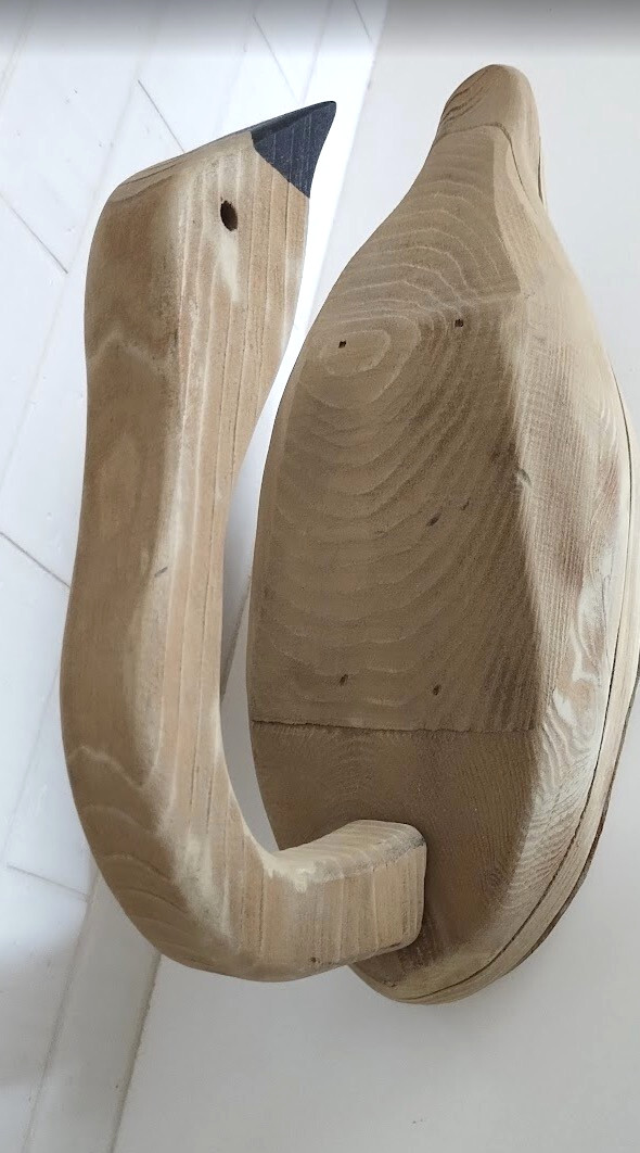 Vintage Carved White Pine Swan Decoy Farmhouse Decor Rustic Primitive Posable