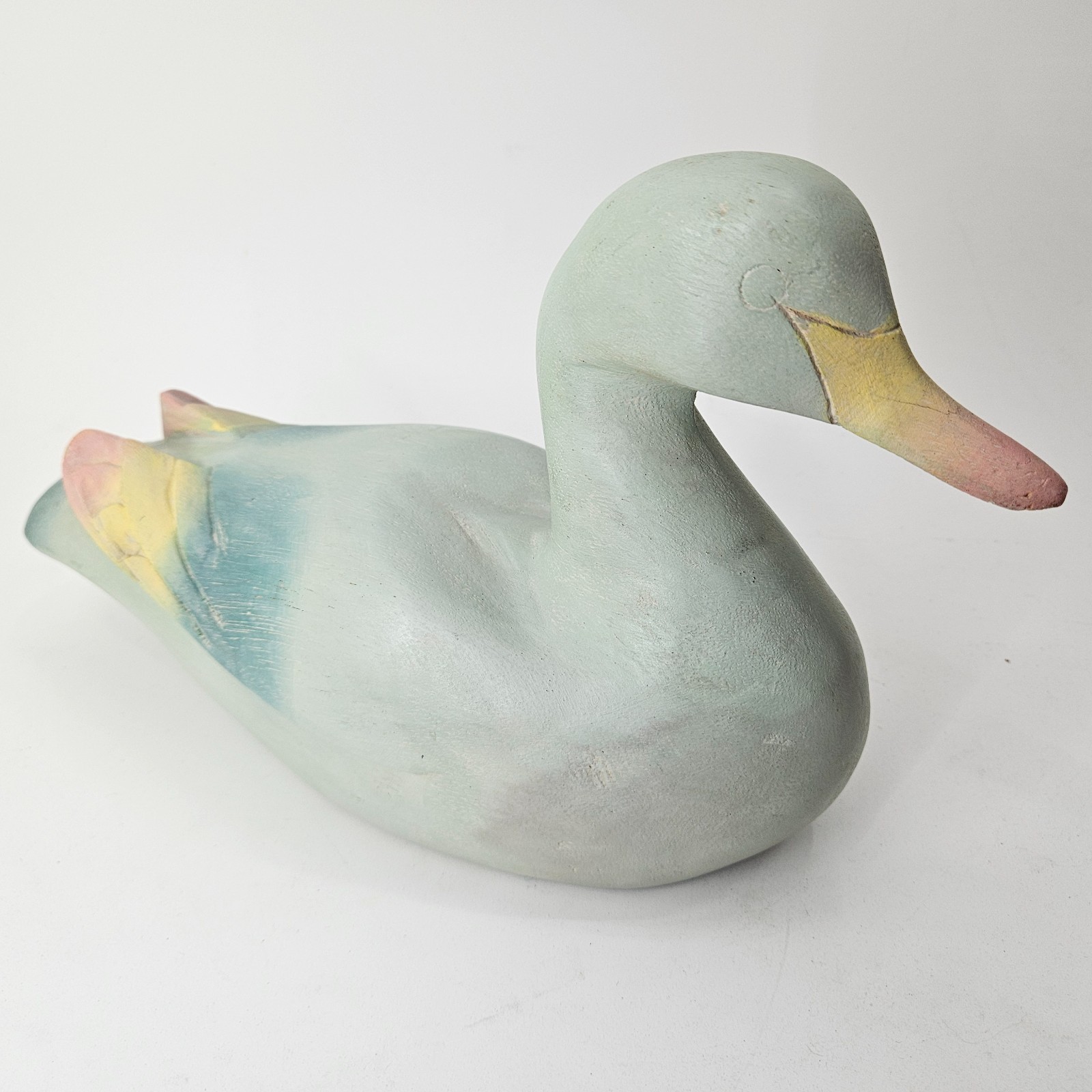 12” Vintage Wood Hand Carved Painted Mallard Duck Decoy Sculpture Thailand Made