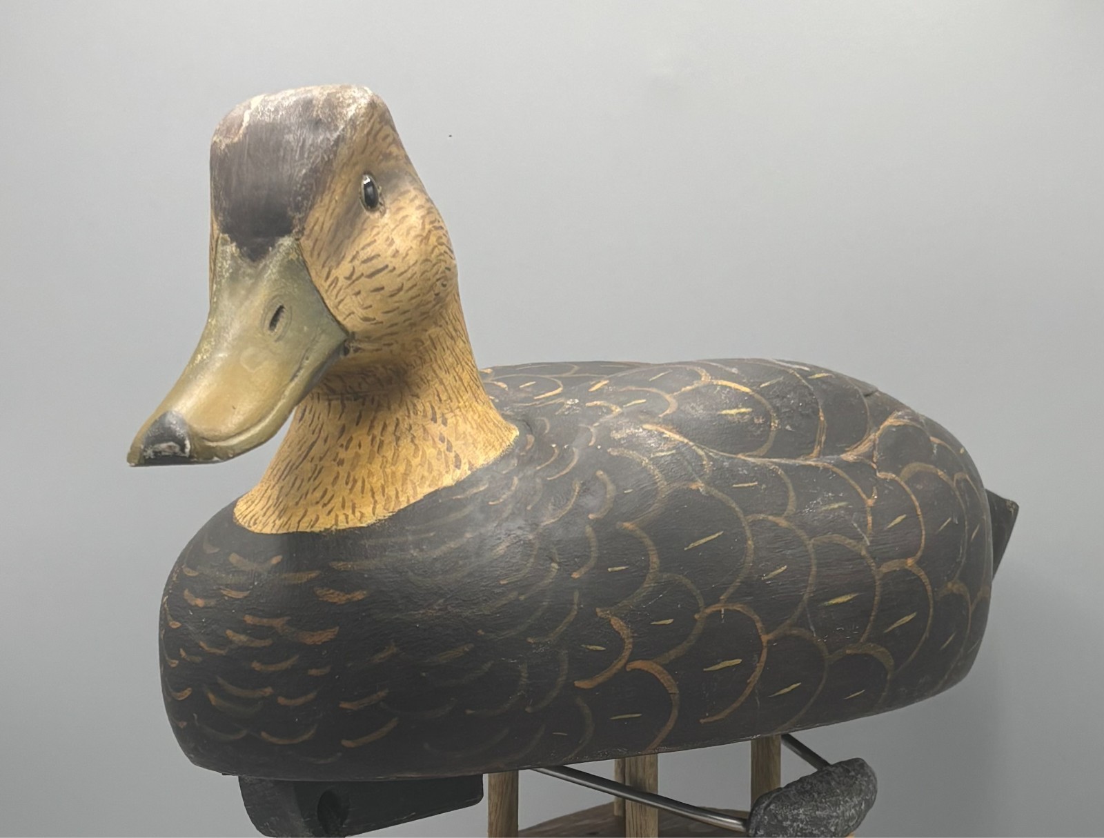 ***ORIGINAL PAINT*** OVERSIZED BLACK DUCK VINTAGE DECOY W/ UNUSUAL SWING WEIGHT