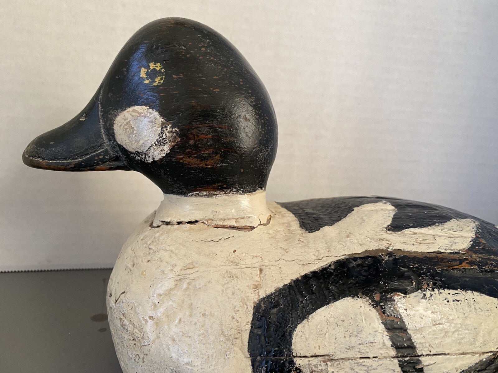 Vintage Primitive Goldeneye Duck Decoy w/Canadian Origins, Painted Eyes