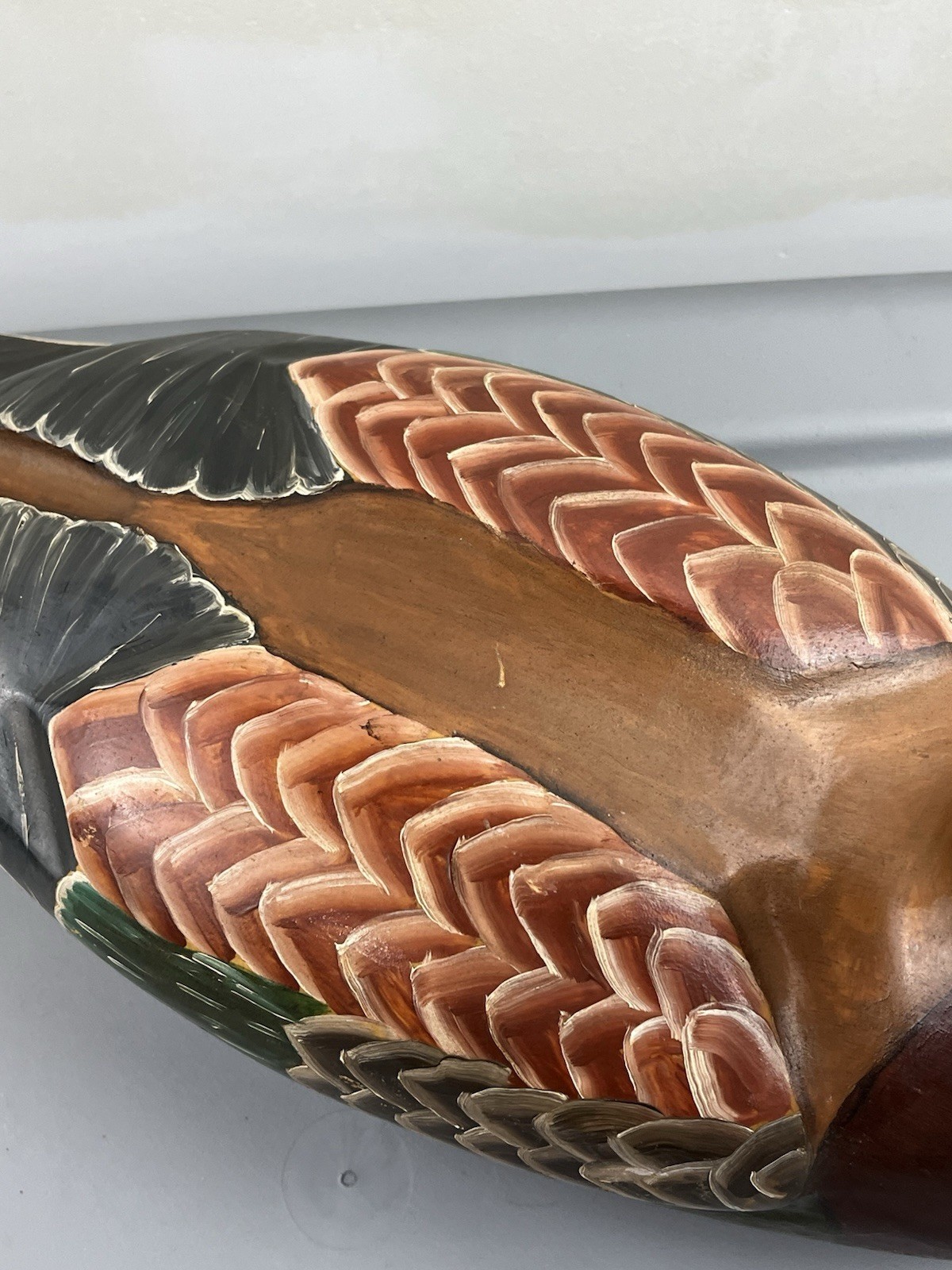Vtg Duck Decoy-Hand Carved wood & Hand Painted Folk Art 14” Emporium Of Maine