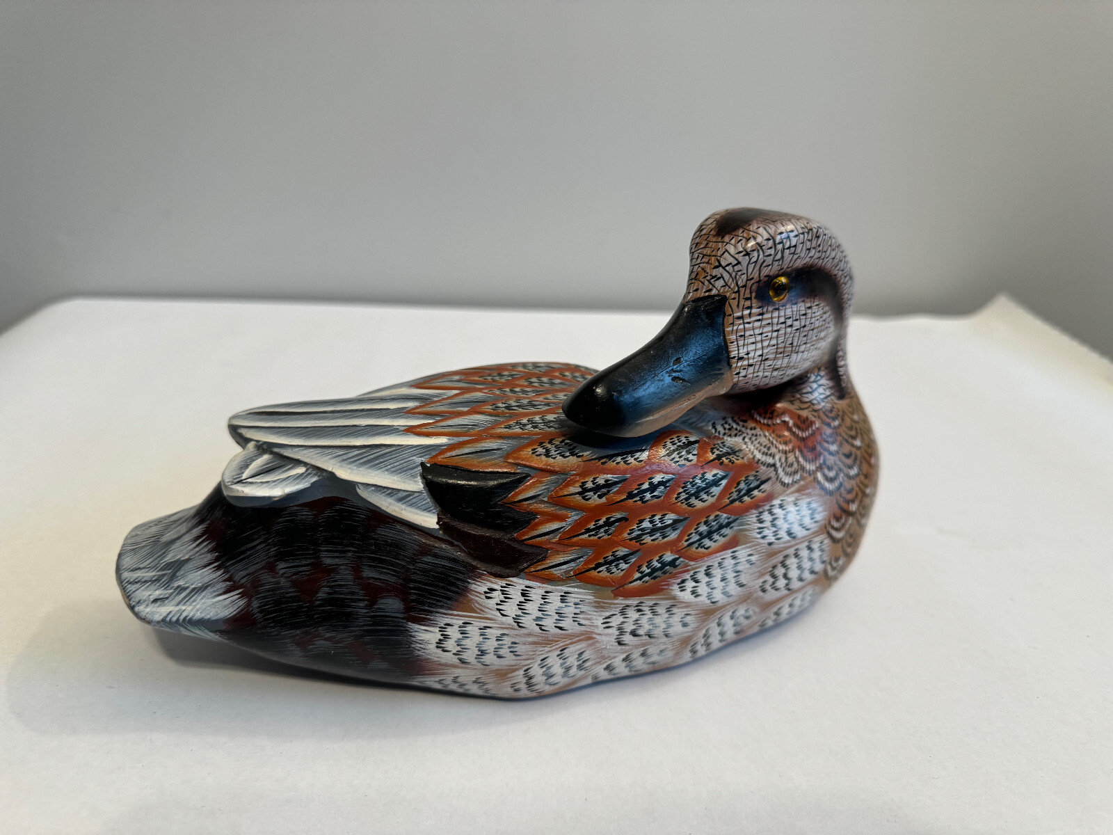 Vintage Colorful Hand Carved Duck Decoy Made In People’s Republic of China