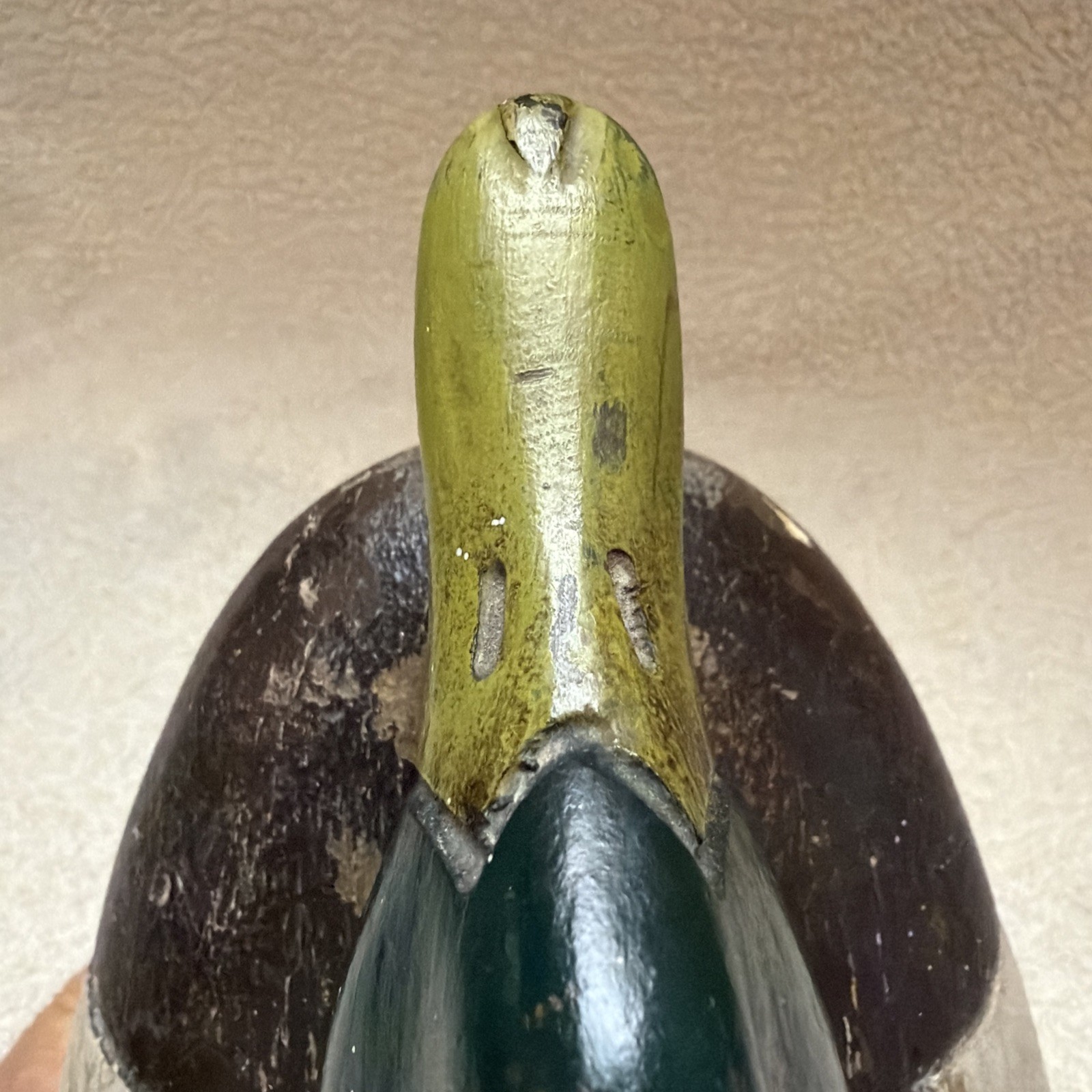 Vintage Hand Carved Mallard Drake Duck Decoy Swivel Head Glass Eyes 14.75”
