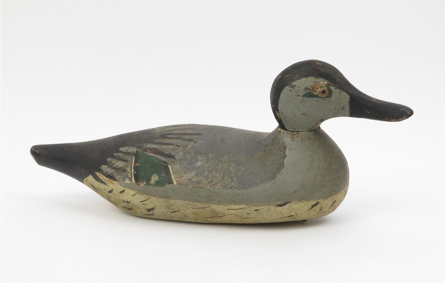 Vintage Wilber Bros Co. Glass Eye Hand Painted Wooden Pintail Drake Duck Decoy
