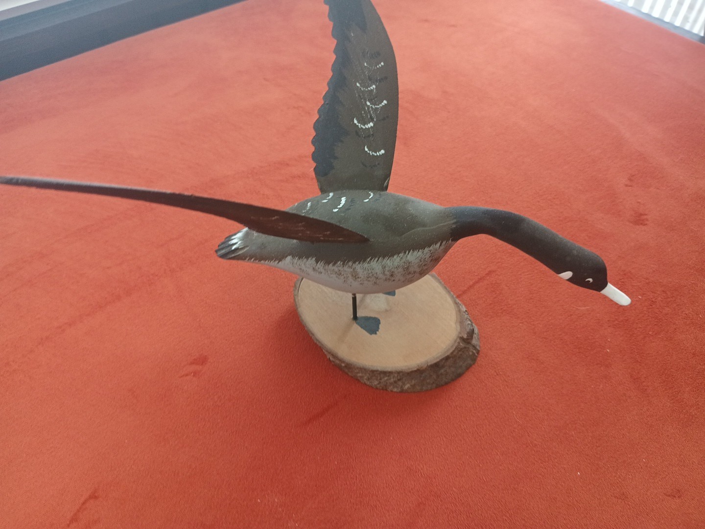 HAND TREMBLAY CARVED AND PAINTED SIGNED FOLK ART CANADIAN GOOSE WOOD SCULPTURE