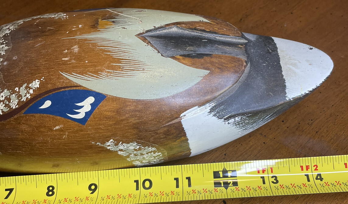 Duck Decoy 14″ Painted Wood Folk Art Hunting Cabin Decor Vtg