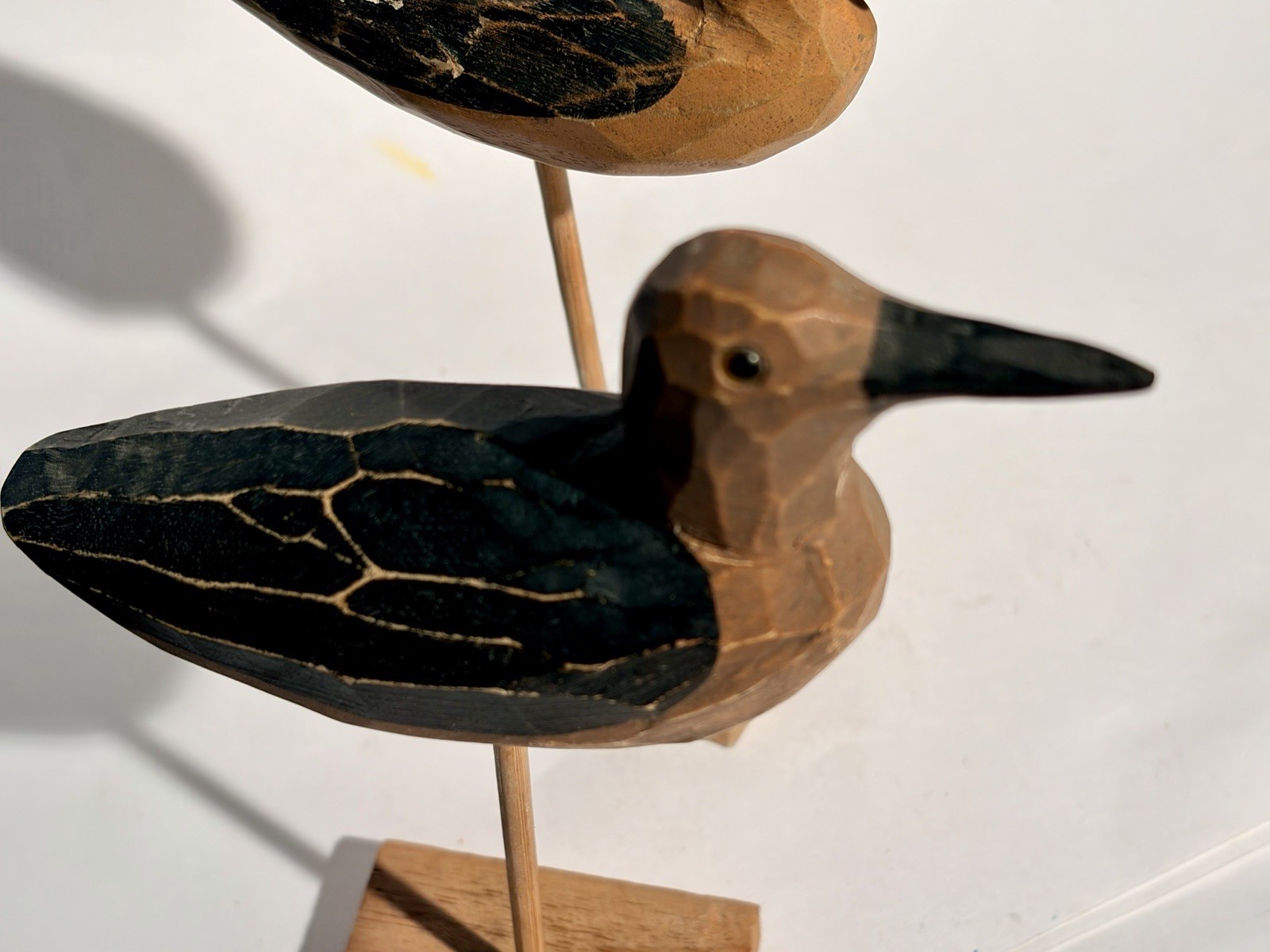 Vintage Hand Carved Wooden Shorebird Bird Decoy Nautical Folk Art Set