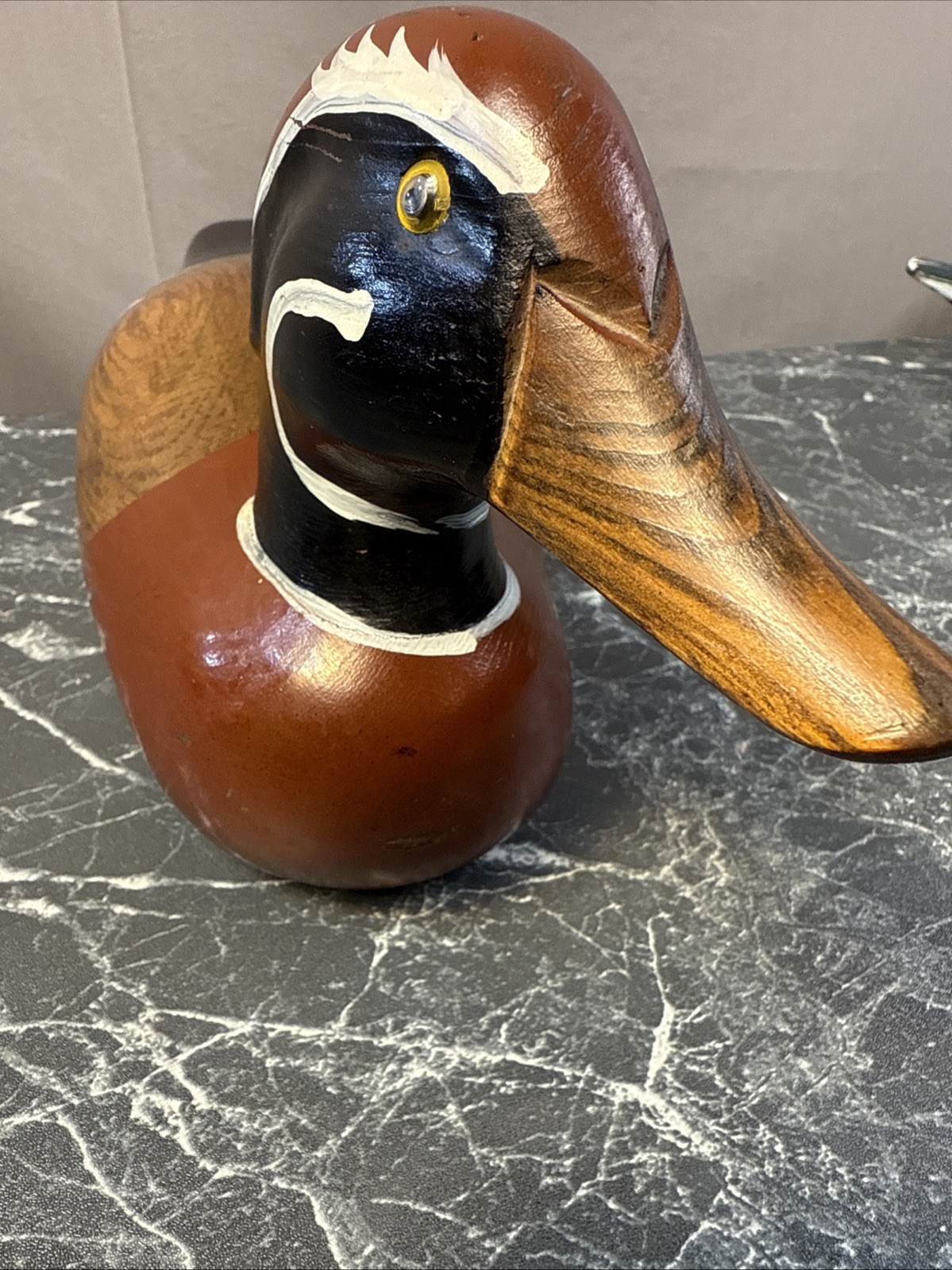 Vintage Wood Duck HANDCRAFTED SOLID WOOD COLLECTIBLE / Beautiful