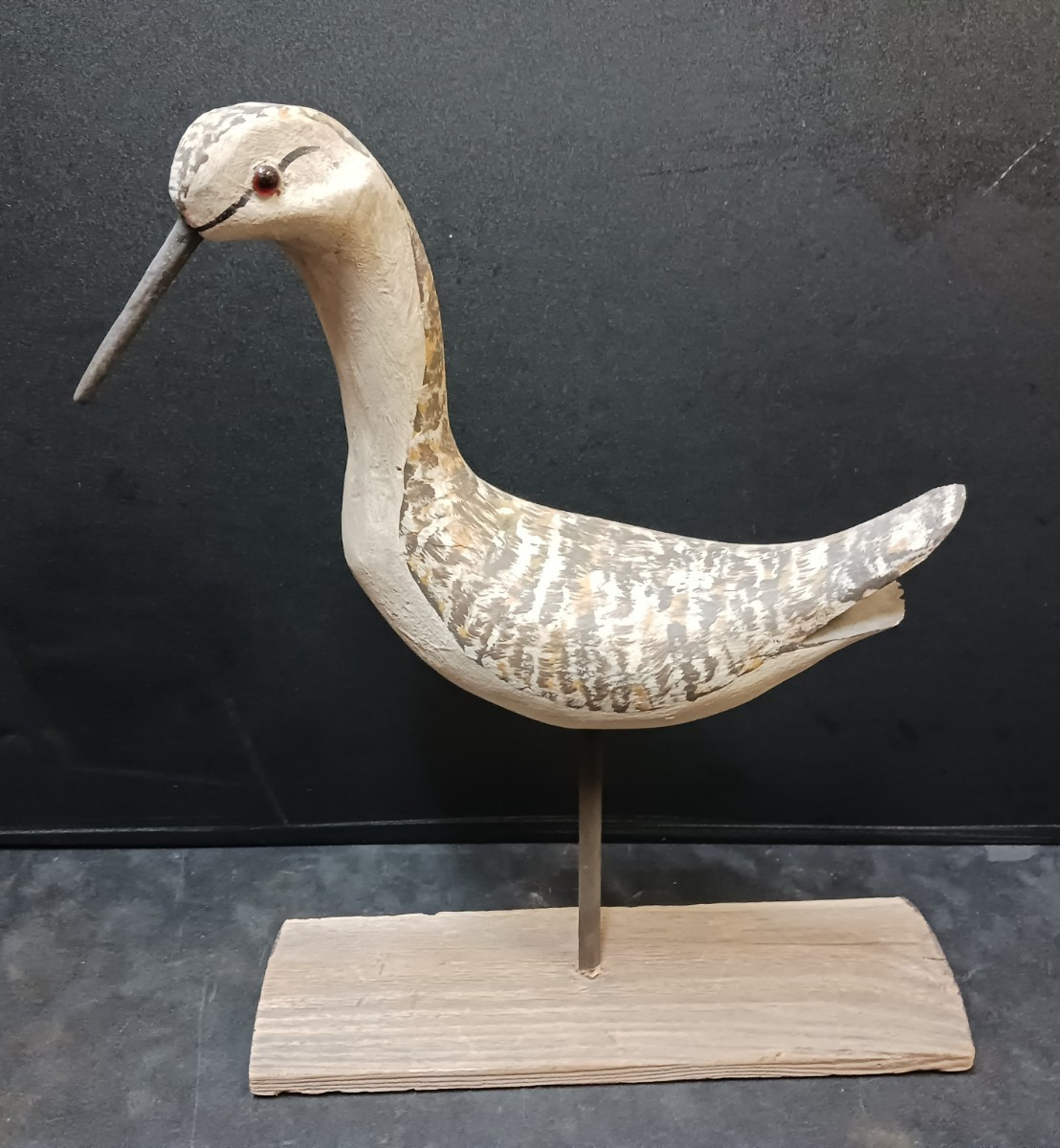 H Monk NE Shorebird Decoy Hand Carved Painted Vintage Antique Bird Figure