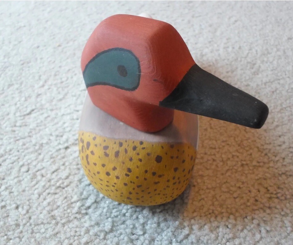 Unknown Maker ~ Vintage Hollow Carved Working Duck Drake Decoy @ 9.0″ ~ Unsigned