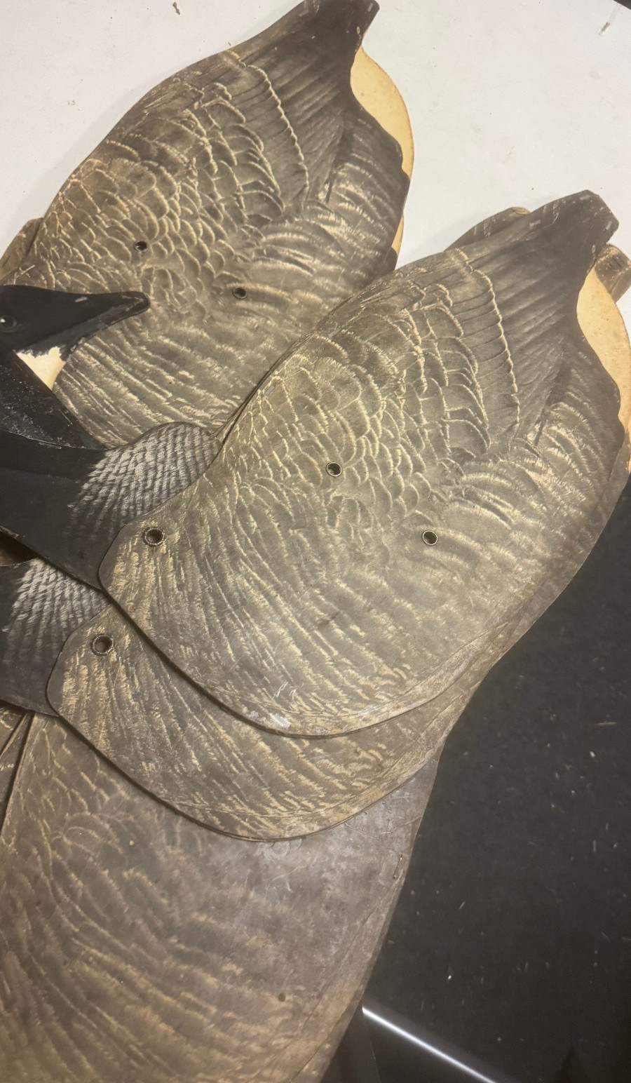 12 Vintage Johnson’s Folding Goose Decoys w/Metal Stakes Original Bag Complete