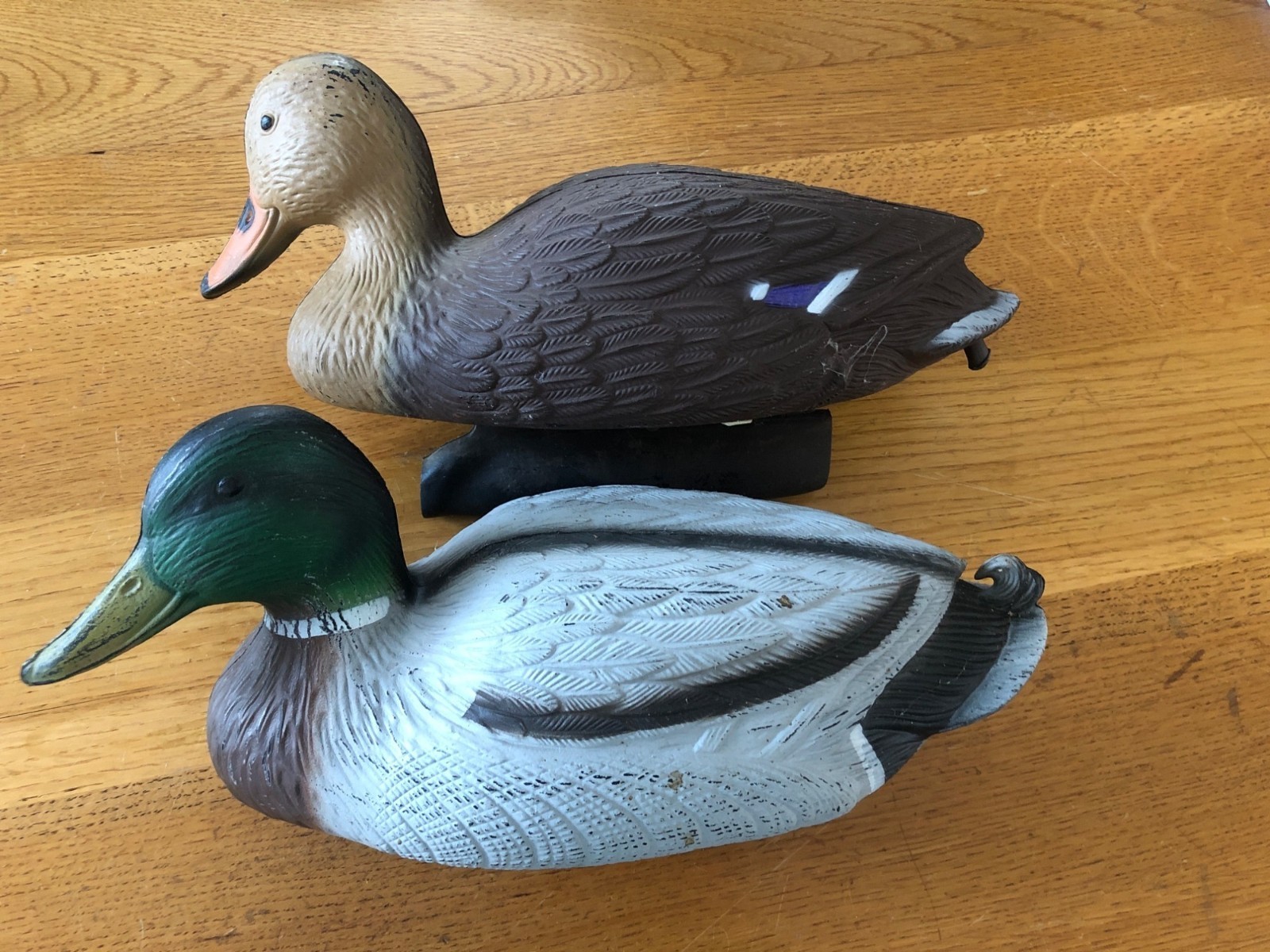 Vintage Flambeau Mallard Duck Decoy Pair – Male & Female Plastic Hunting Decor