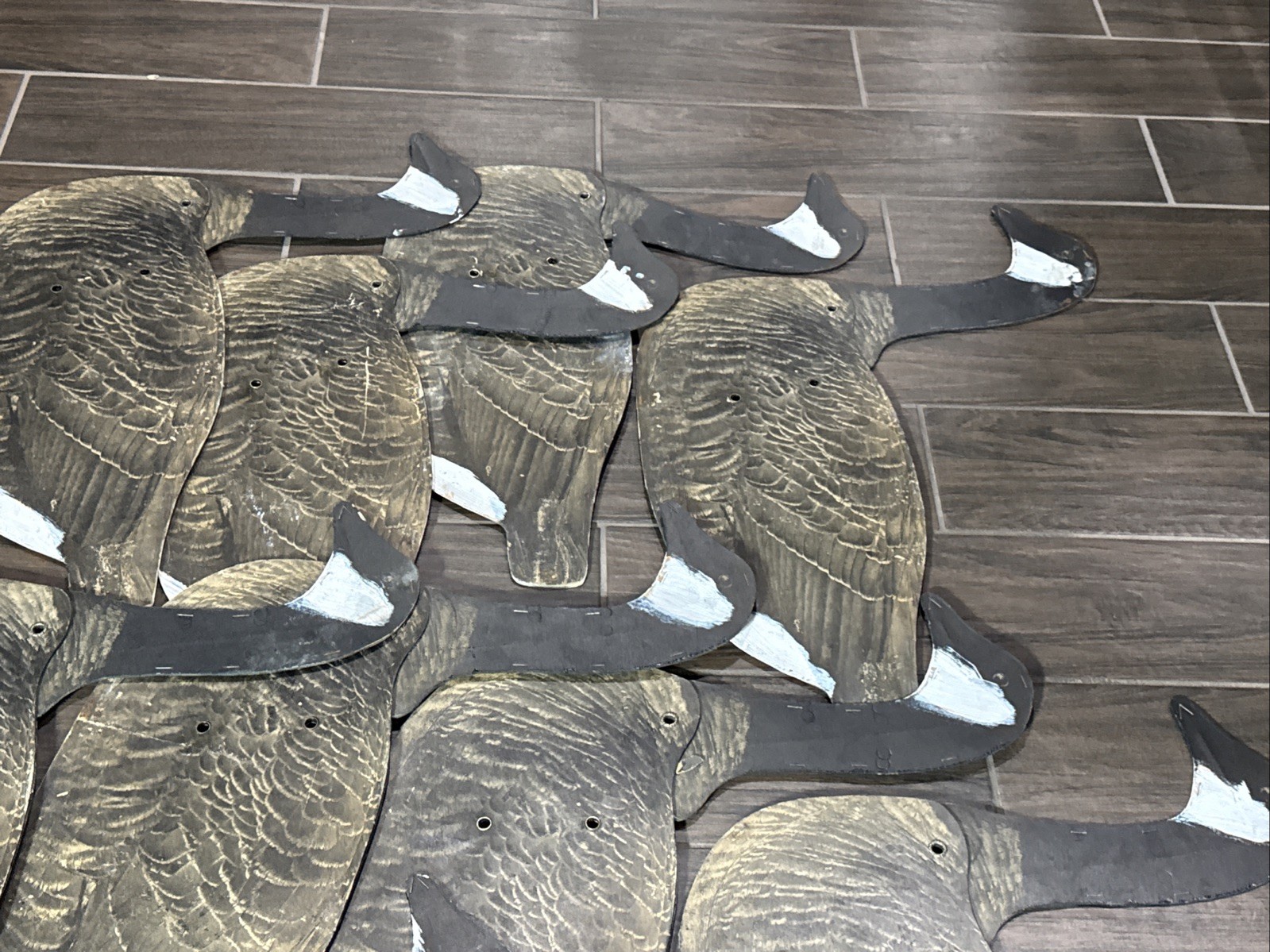 Antique Original Set of Folding Johnsons Goose Decoys, circa 1940 in Canvas Bag