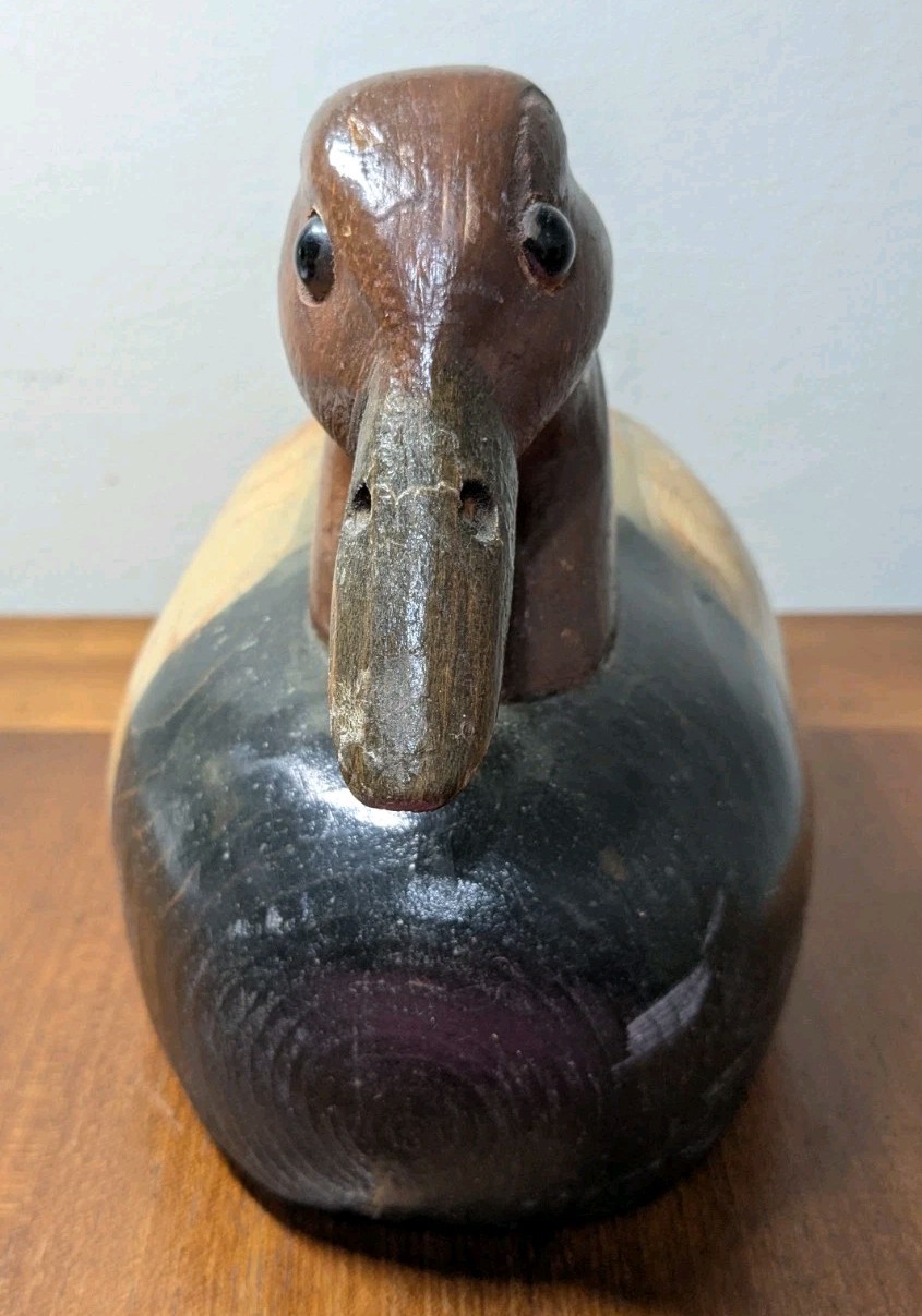 Vtg Hand Carved Charles Ross Signed Solid body Decorative Canvasback Decoy 1984