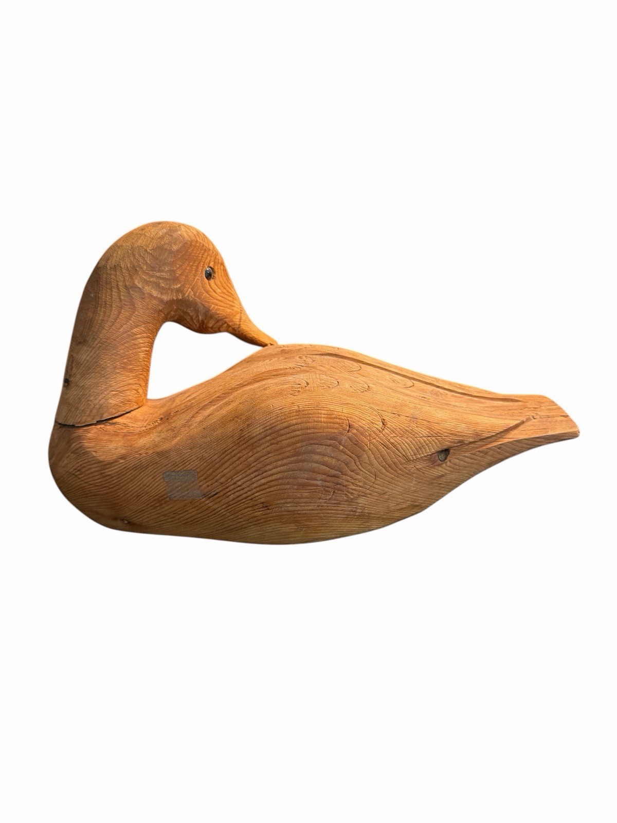 Vintage Wooden Duck Decoy Hand Carved Folk Art Made In Canada Rustic