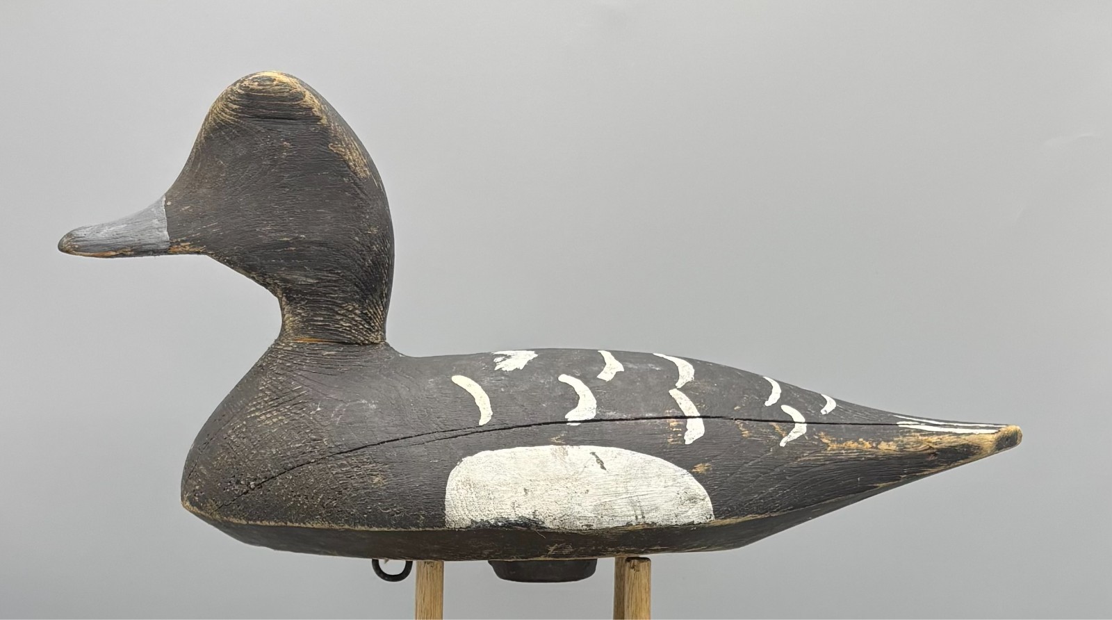 GANANOQUE, ONTARIO ***ORIGINAL PAINT*** BLUEBILL DRAKE ANTIQUE WOODEN DUCK DECOY