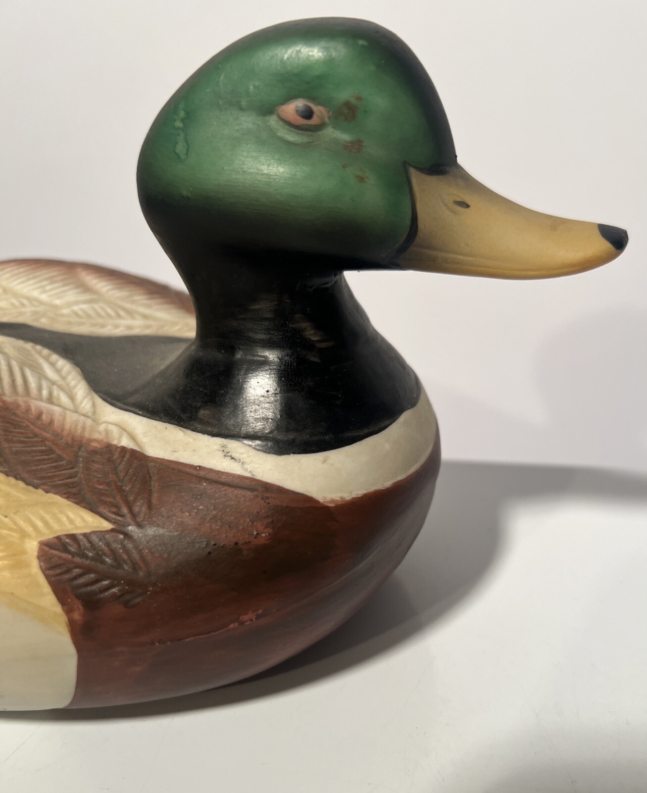Duck Decoy Or Table Figurine Vintage Ceramic Nice Realistic Painted 12” L x 6” W