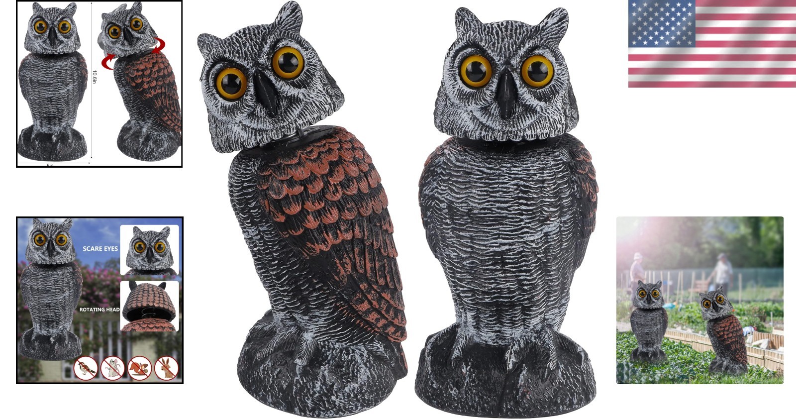 Nature’s Guardian: 10.6 Inch Life-Like Owl Decoy for Predator Control Outdoors