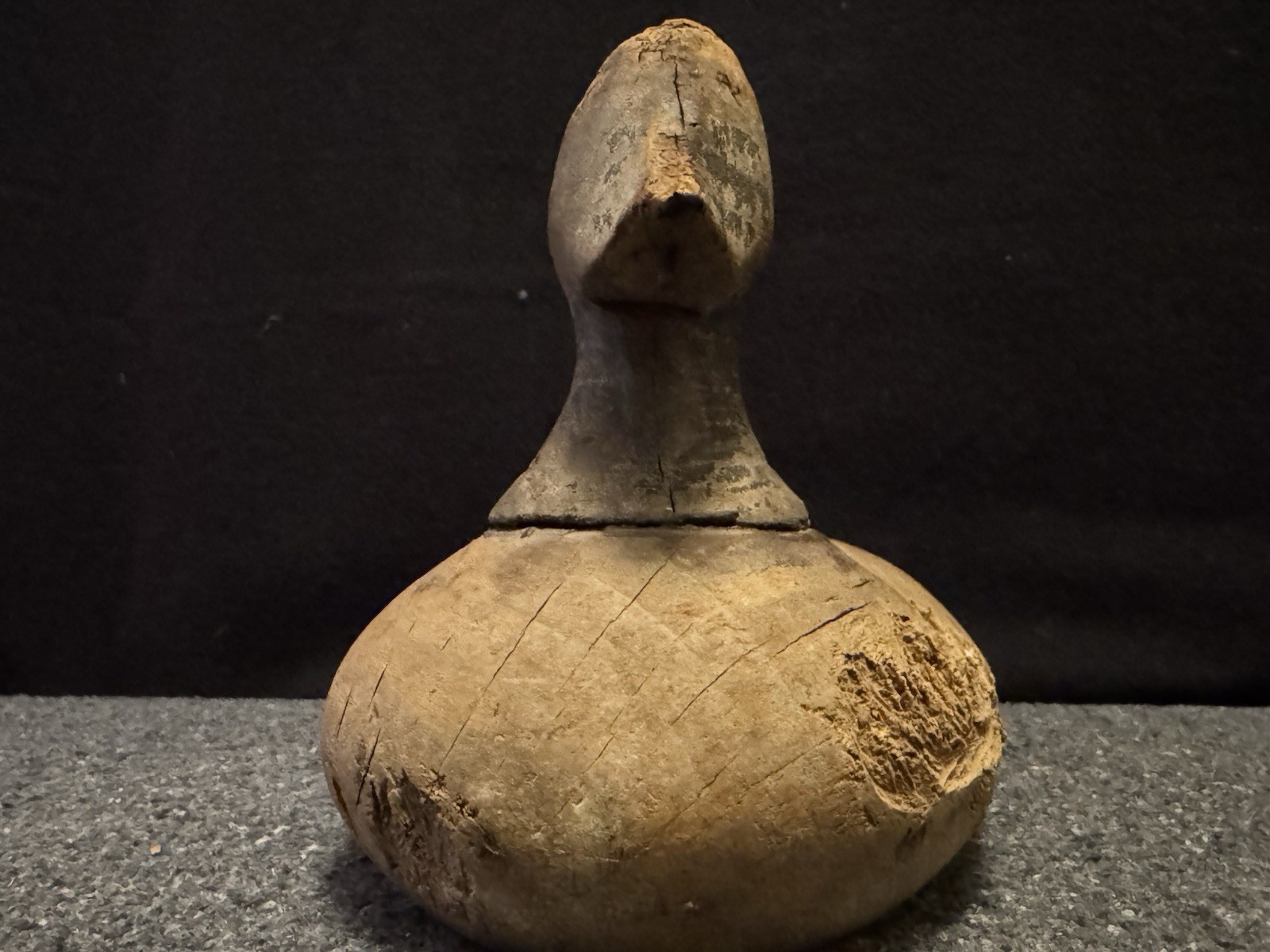 Vintage Hand-carved Wooden Duck Decoy Solid Body Flat Bottom Primitive