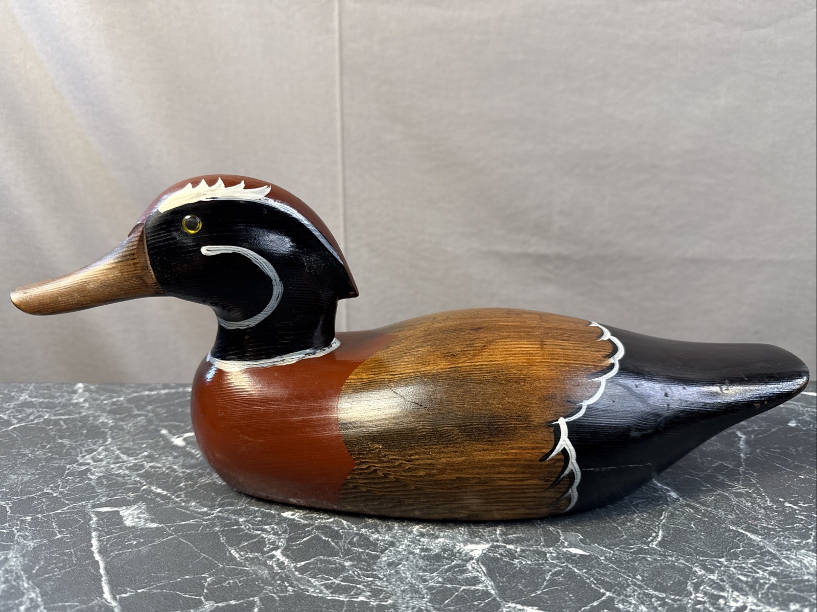 Vintage Wood Duck HANDCRAFTED SOLID WOOD COLLECTIBLE / Beautiful