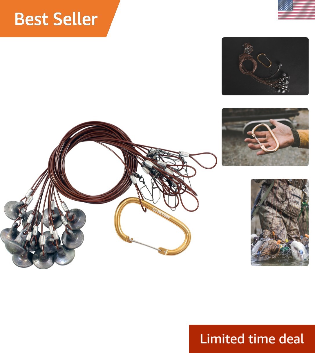 6ft Heavy-Duty Duck Decoy Rig with Reliable Carabiner – Ideal for Goose Hunting