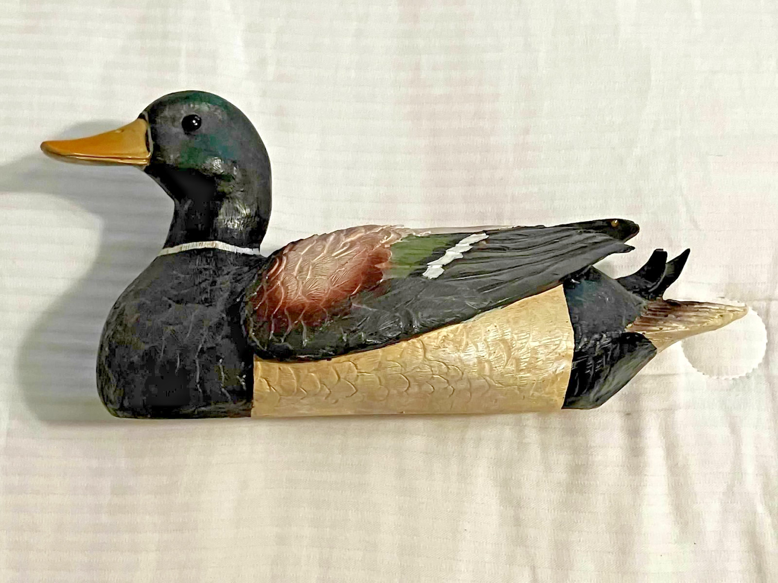 Carved Resin ‘Mallard’ Duck 11″ Long