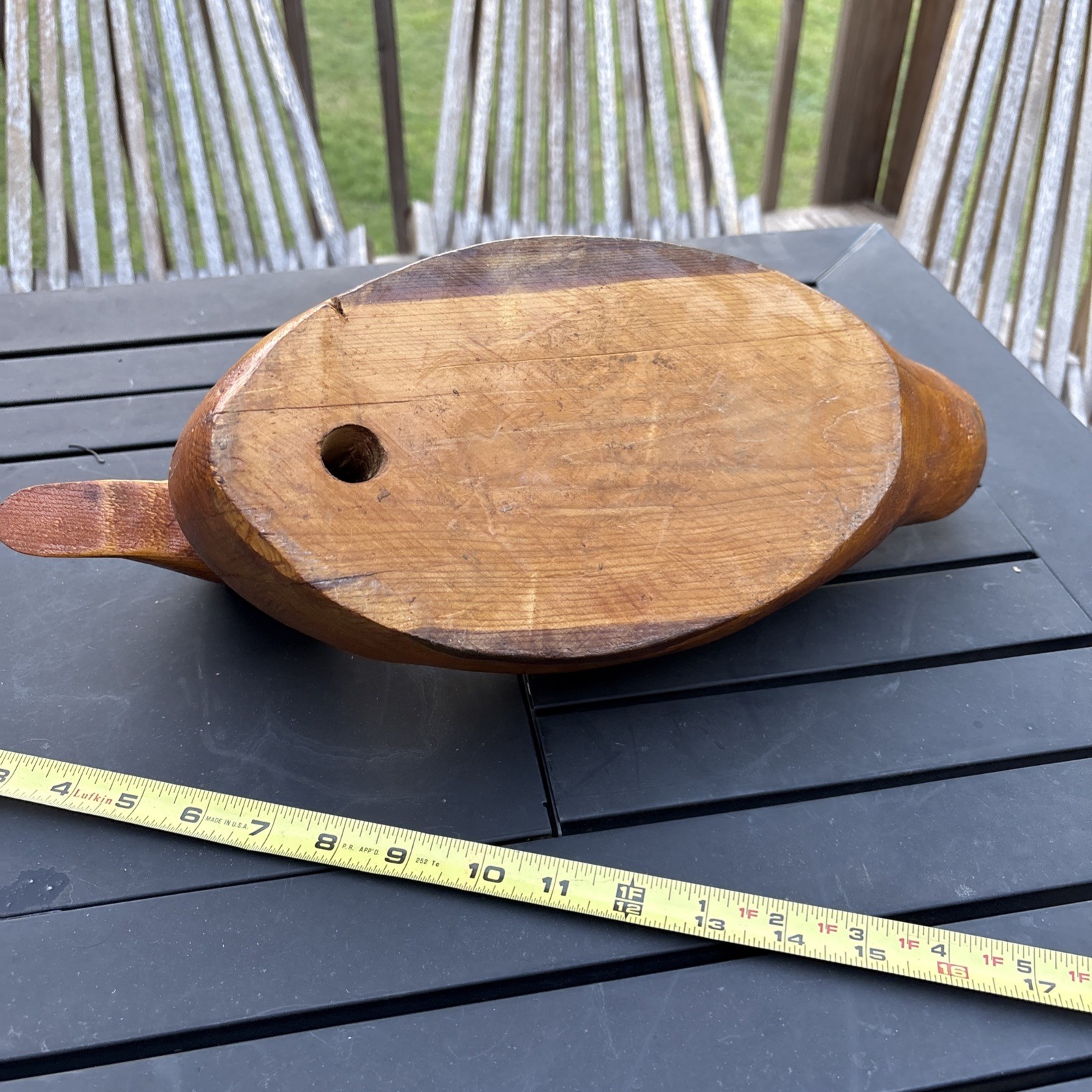 Estate Find Vintage Natural Wood Carved Decoy Duck 17” Signed