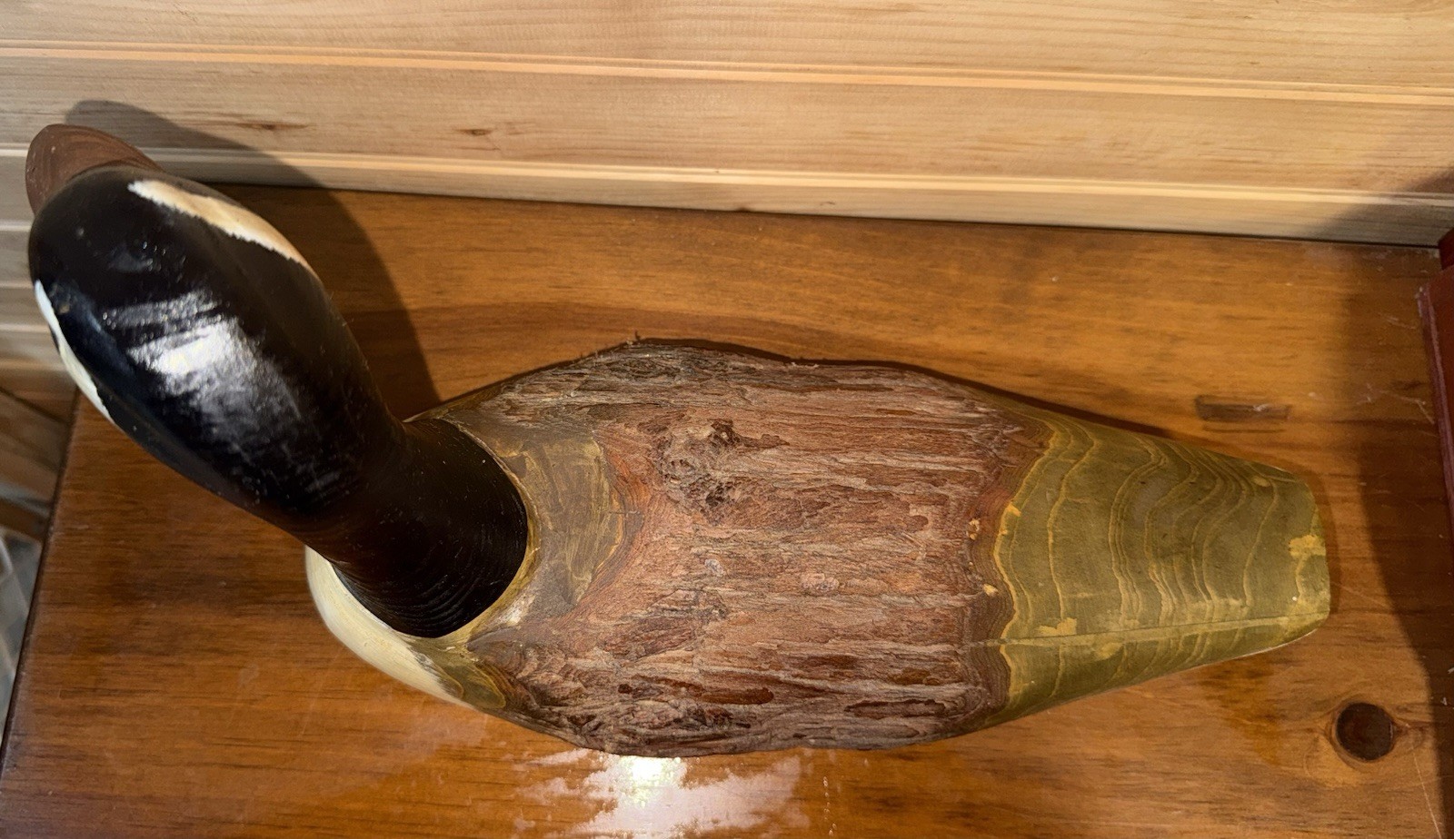 Vintage Hand-Carved Wood Canada Goose Hunting Decoy Solid Body