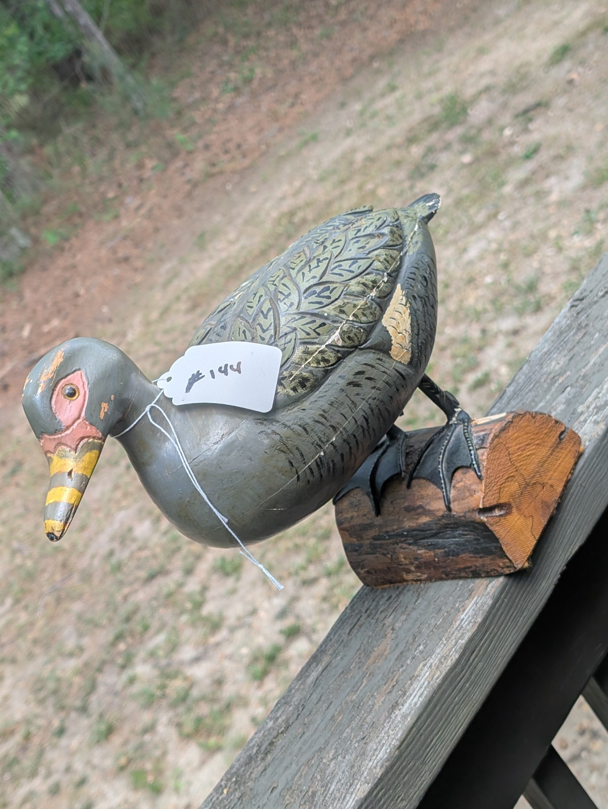 VINTAGE CARVED WOODEN HUNTING DUCK DECOY FOR SALE #143 BLACK DUCK NEEDS REPAIR!!