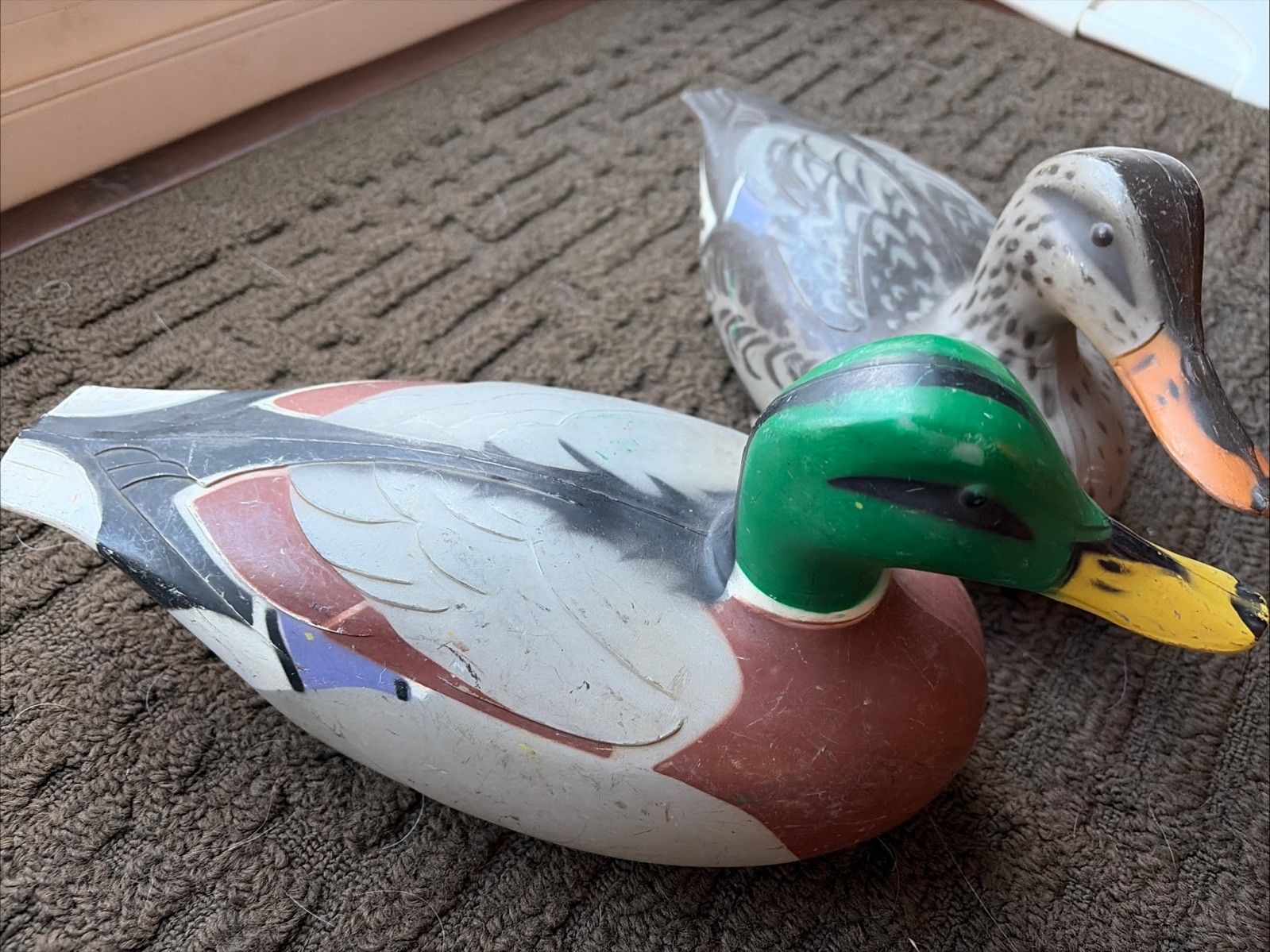 D-9 Victor Duck Decoy Mallard Pair Vintage 1967 Male/Female Woodstream Co USA