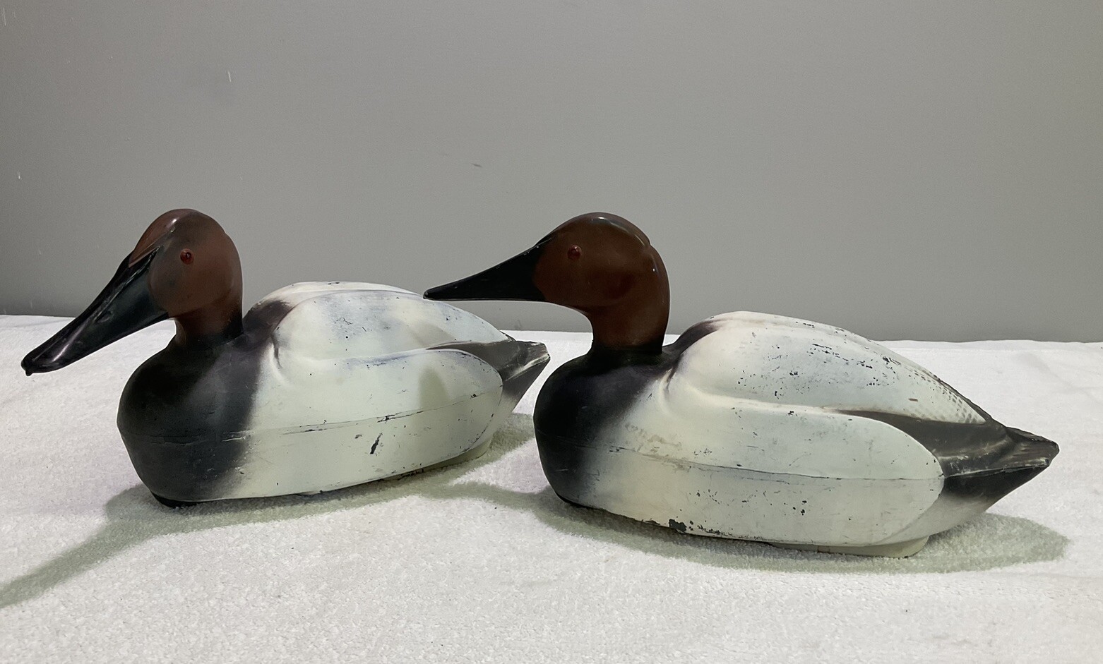 Vintage Pair of Feather-Lite Duck Mallard Decoy Plastic KC Kansas USA Hunting