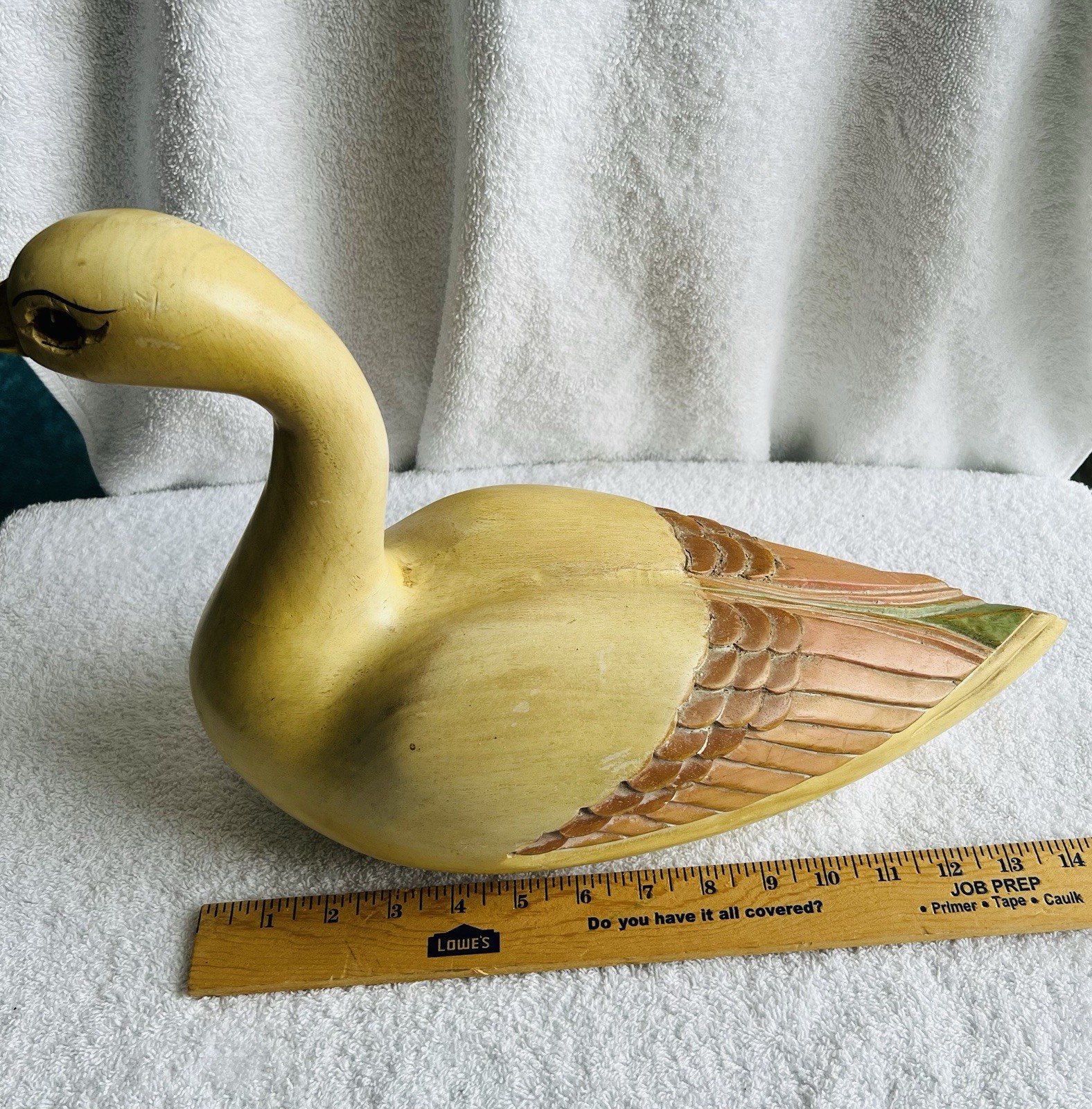 Vintage Wood Goose Decoy Solid Body Hand Painted Hand Carved