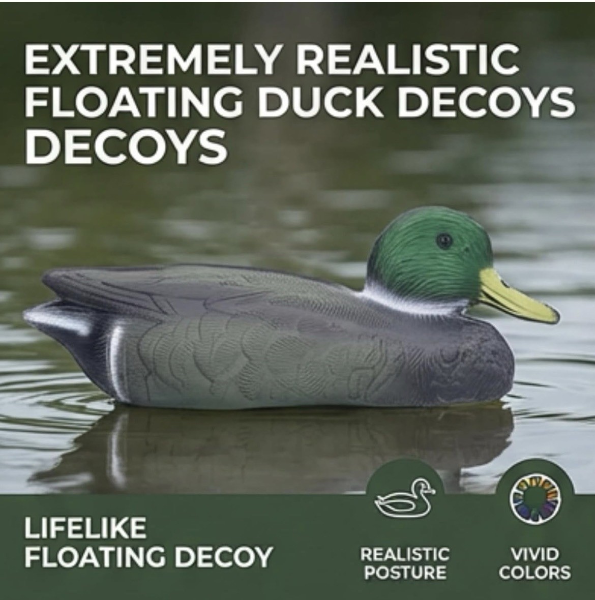 Mallard Male Duck Decoy Plastic 13.77″D x 5.51″W x 5.11″H