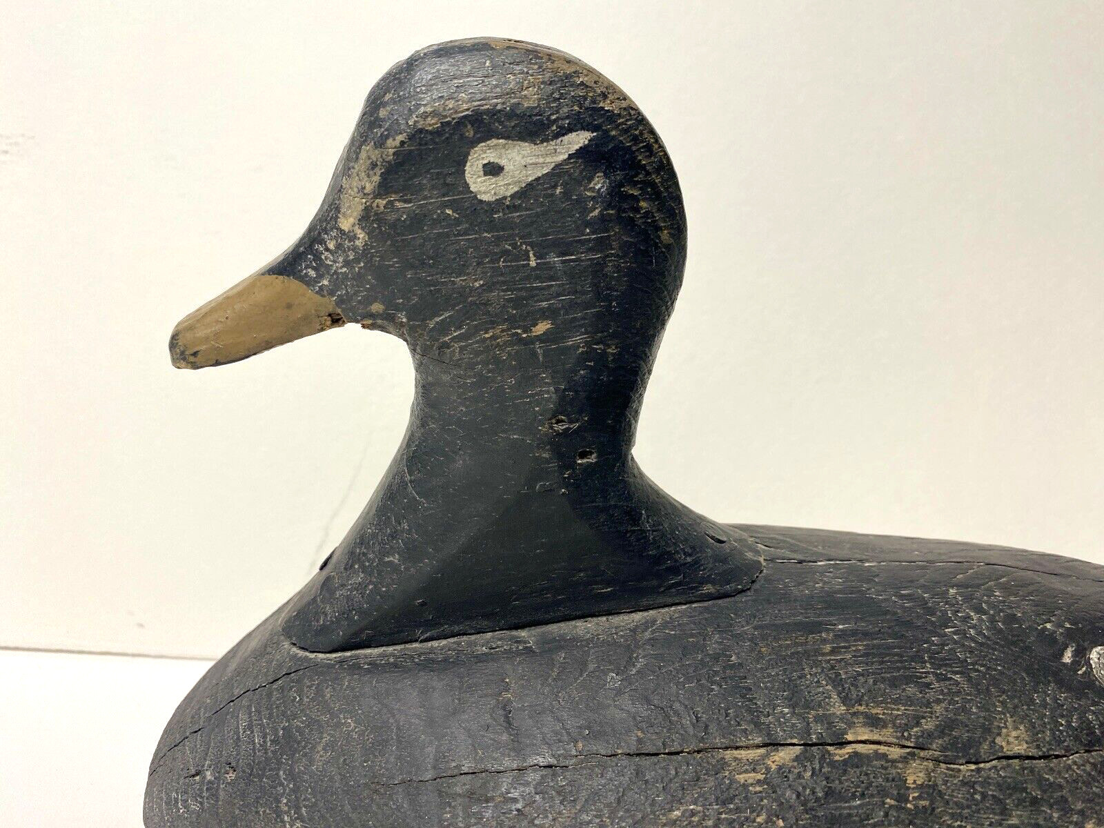 White-winged Scoter Duck Decoy, Vintage, Wood, Nailed in Head Set, Unsigned