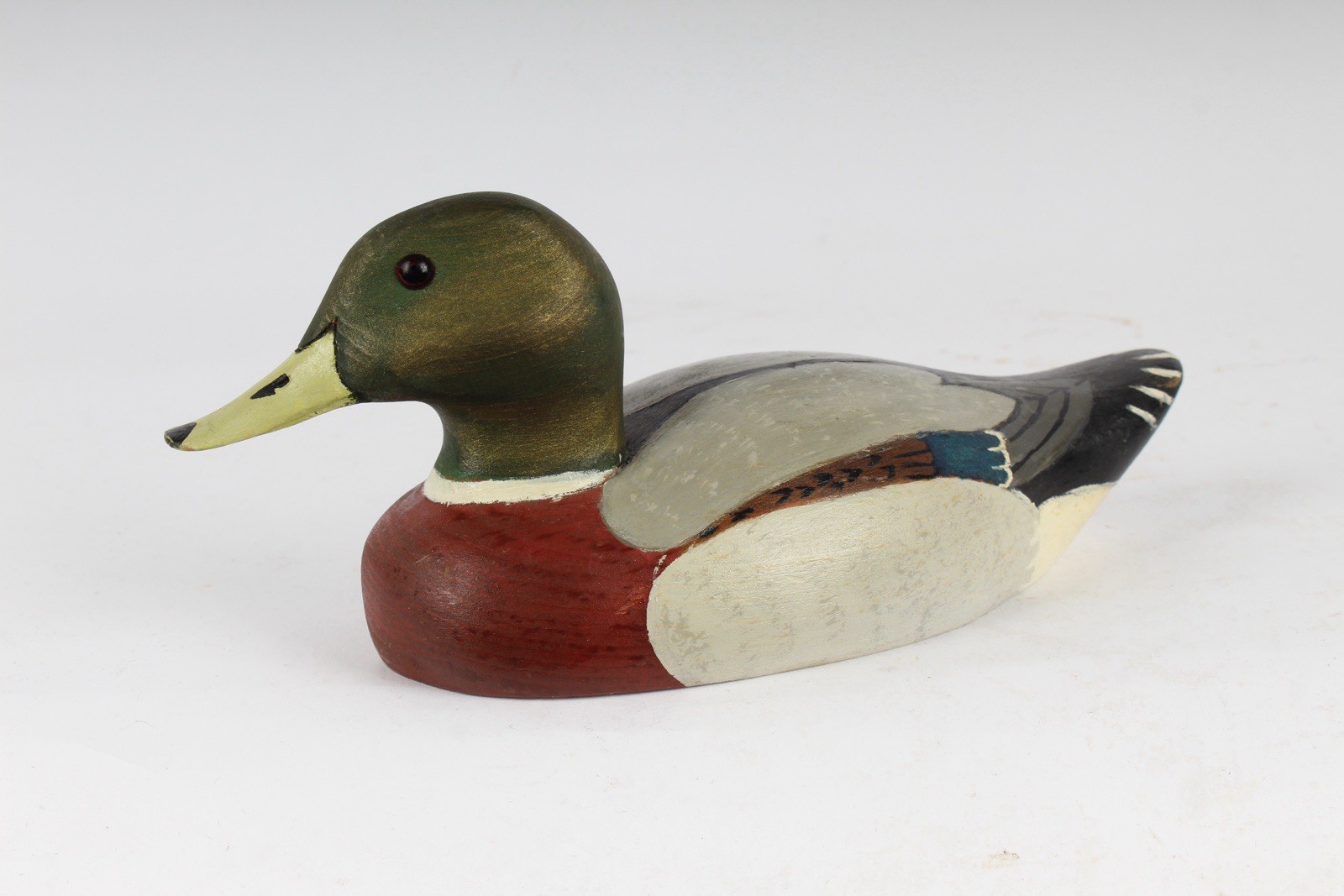 E. Watts – Wooden Duck Decoy Hand Carved Painted 1982 Vintage MARYLAND