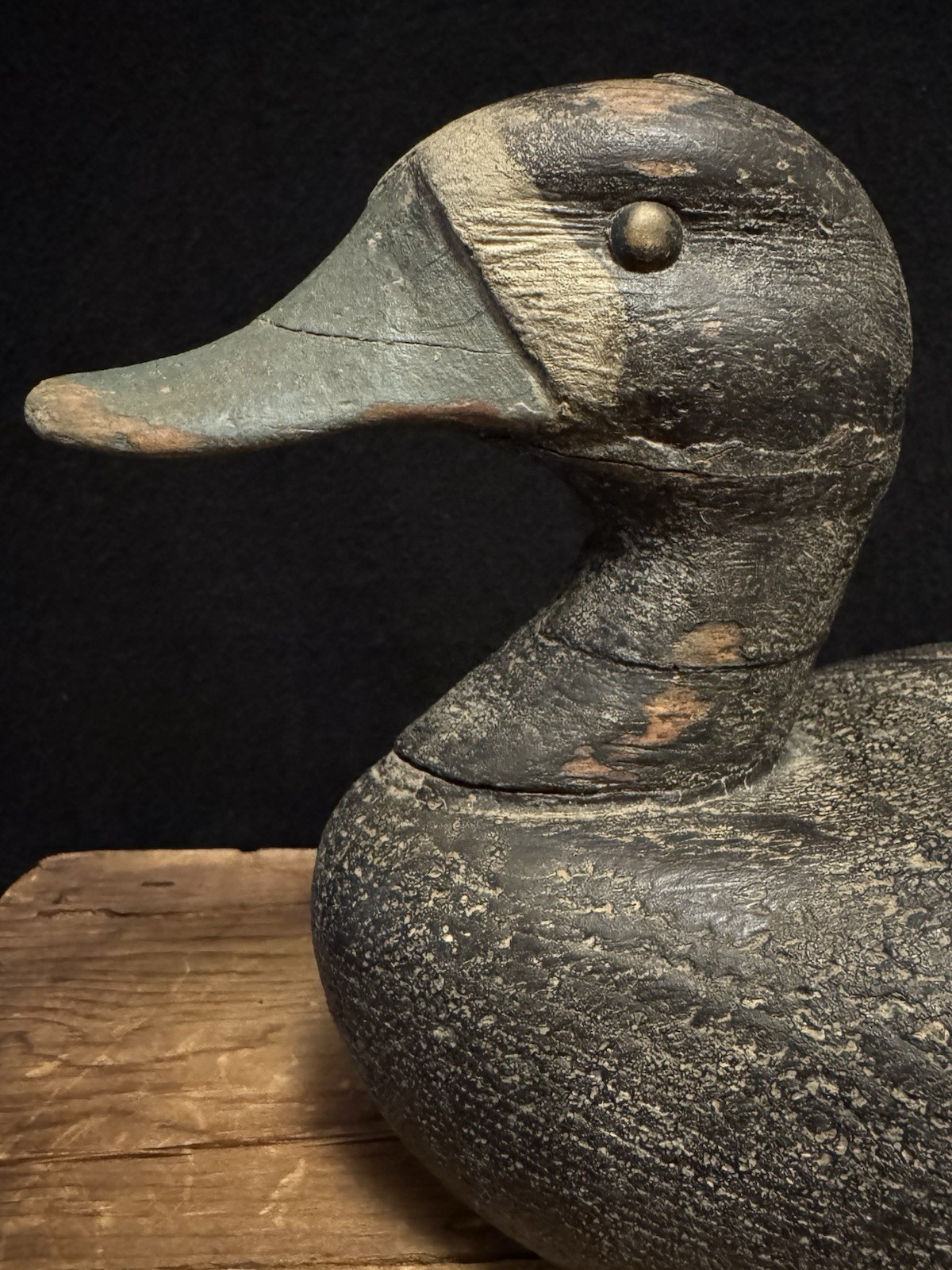 Vintage Hand-carved Wooden Duck Decoy Weathered Finish Solid Body