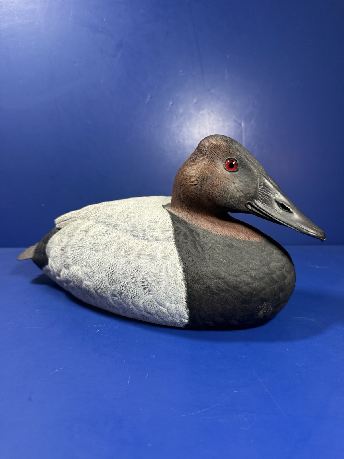 RA Meredith Canvasback Drake Wood Decoy Duck – Signed & Dated 1986 – 11.5” Long