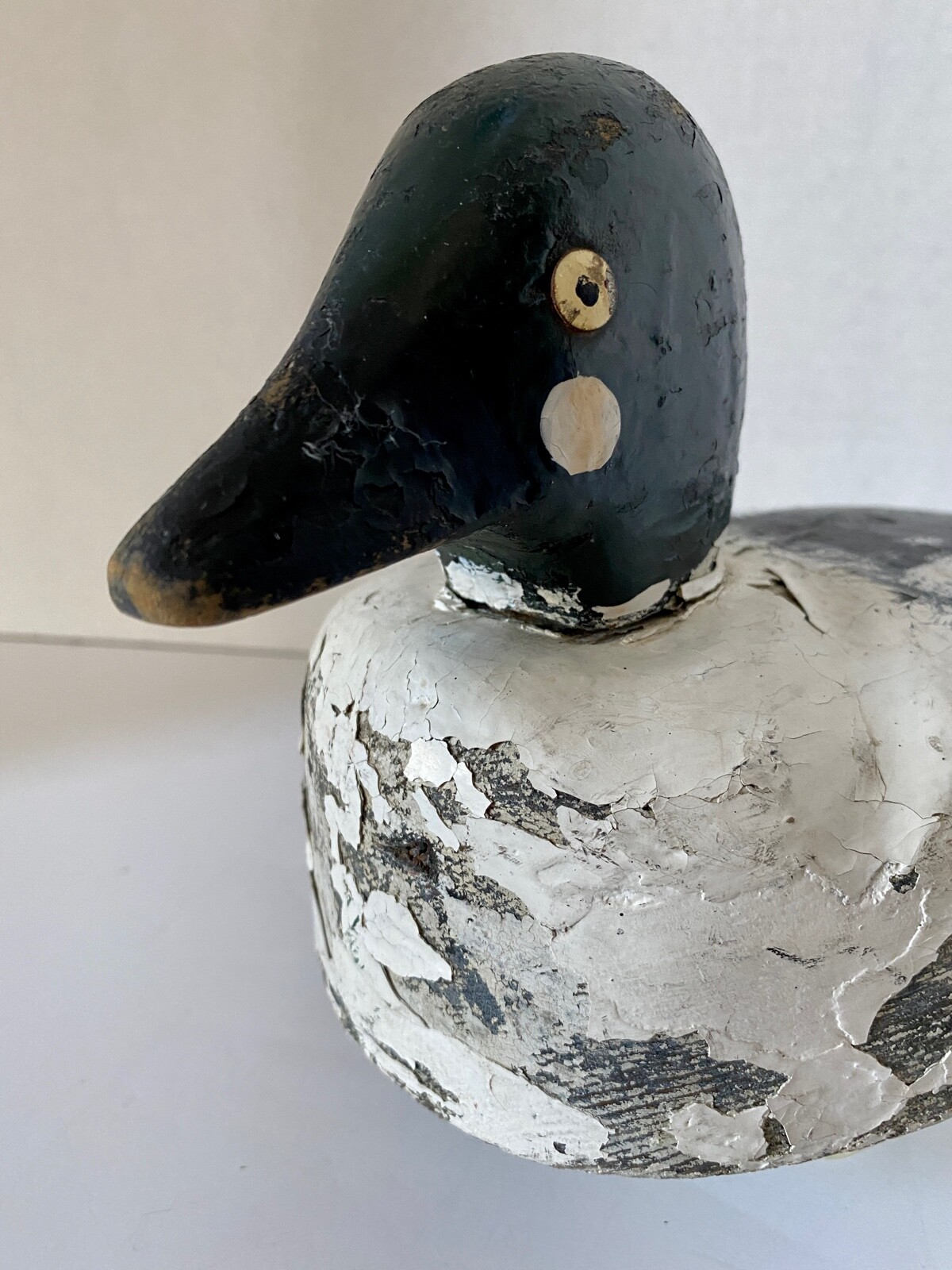 Goldeneye Wood Carved Duck Decoy, Turned Head, Weighted, Unsigned