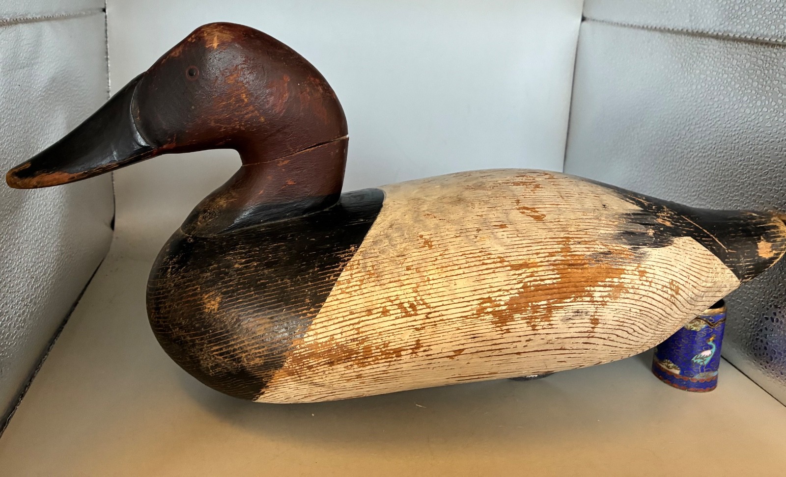 Vintage 1940s Maryland Madison Mitchell? Red Head Working Duck Decoy